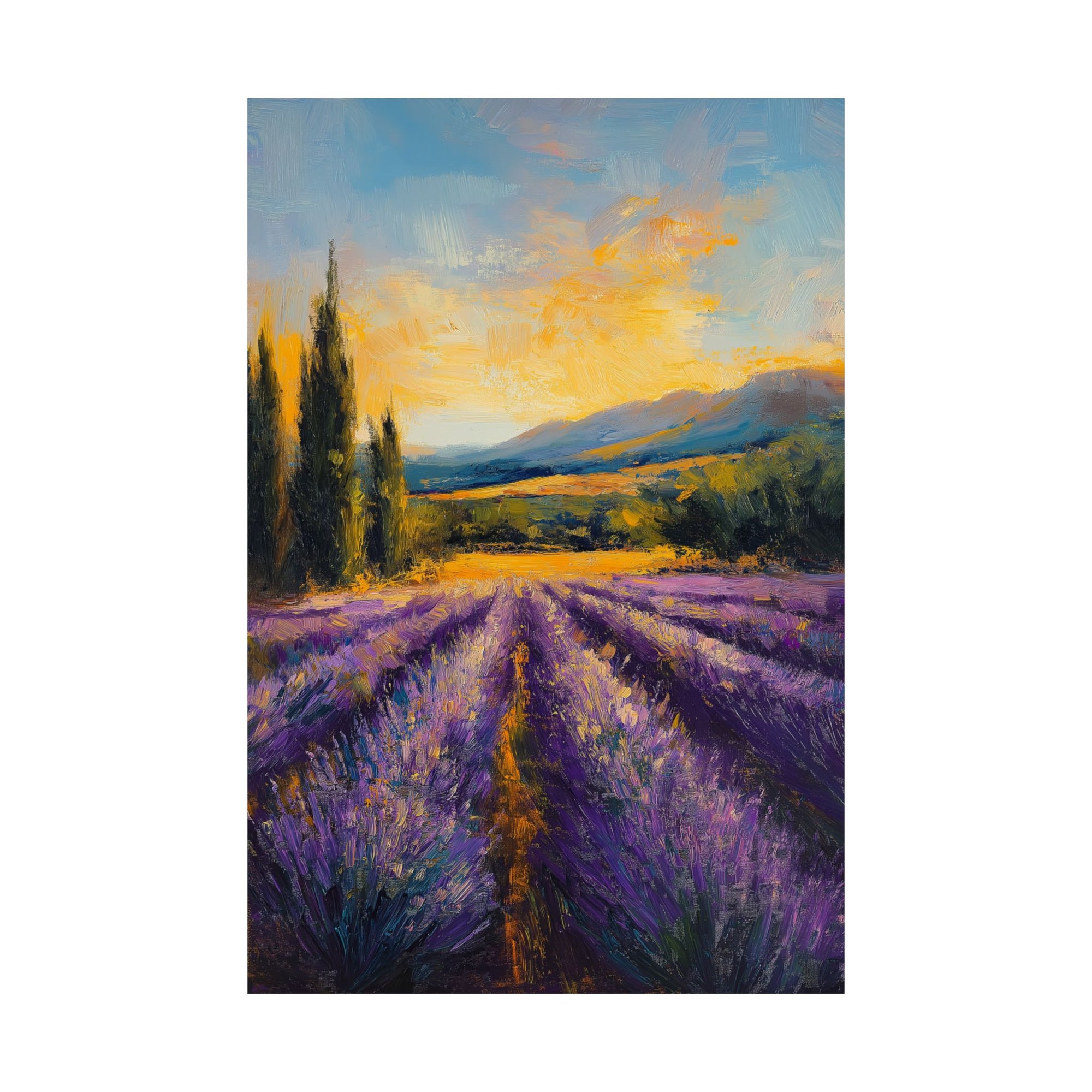 Impressionist Lavender Fields Poster Wall Art - SynthFrame