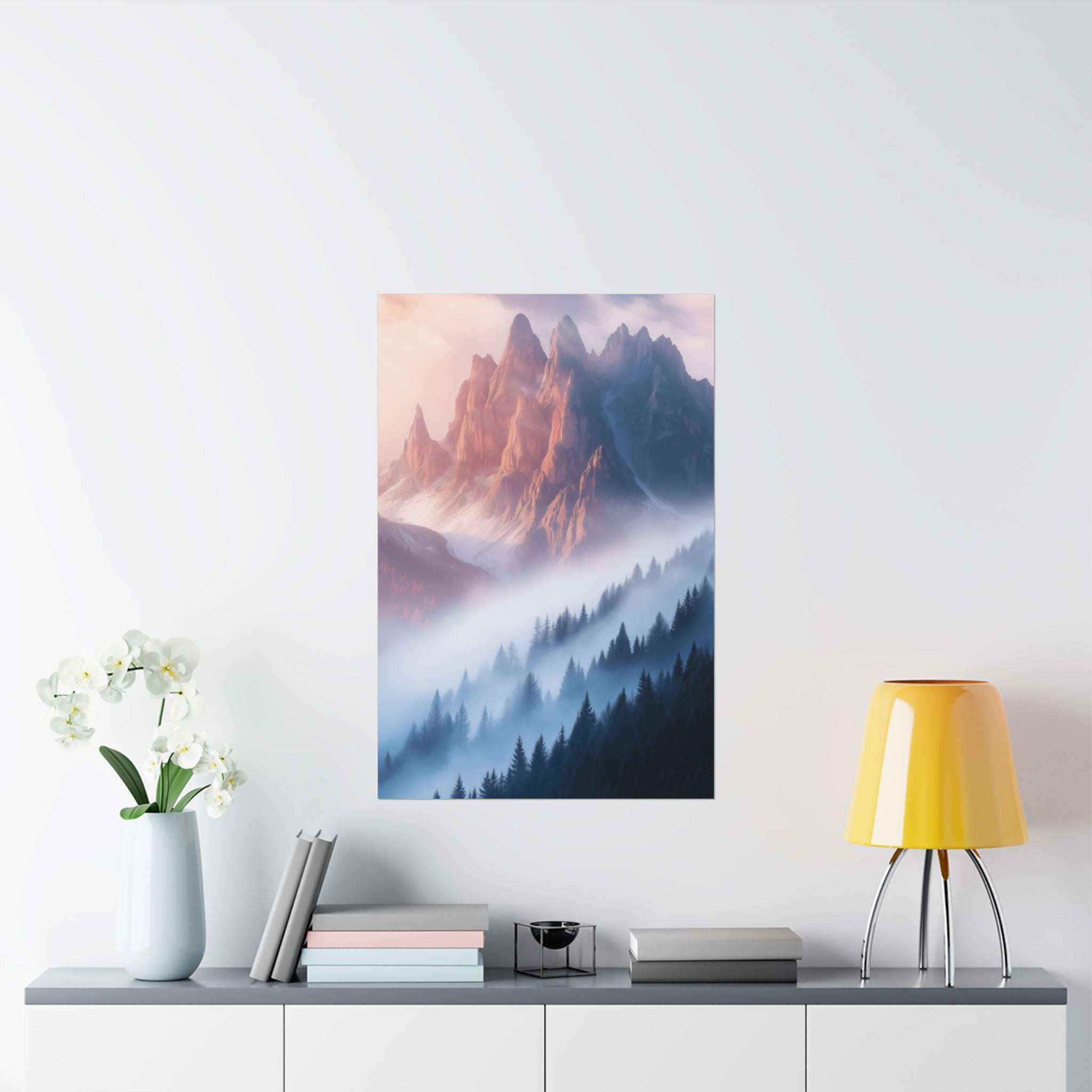 Misty Mountain Dreamscape Poster Wall Art - SynthFrame