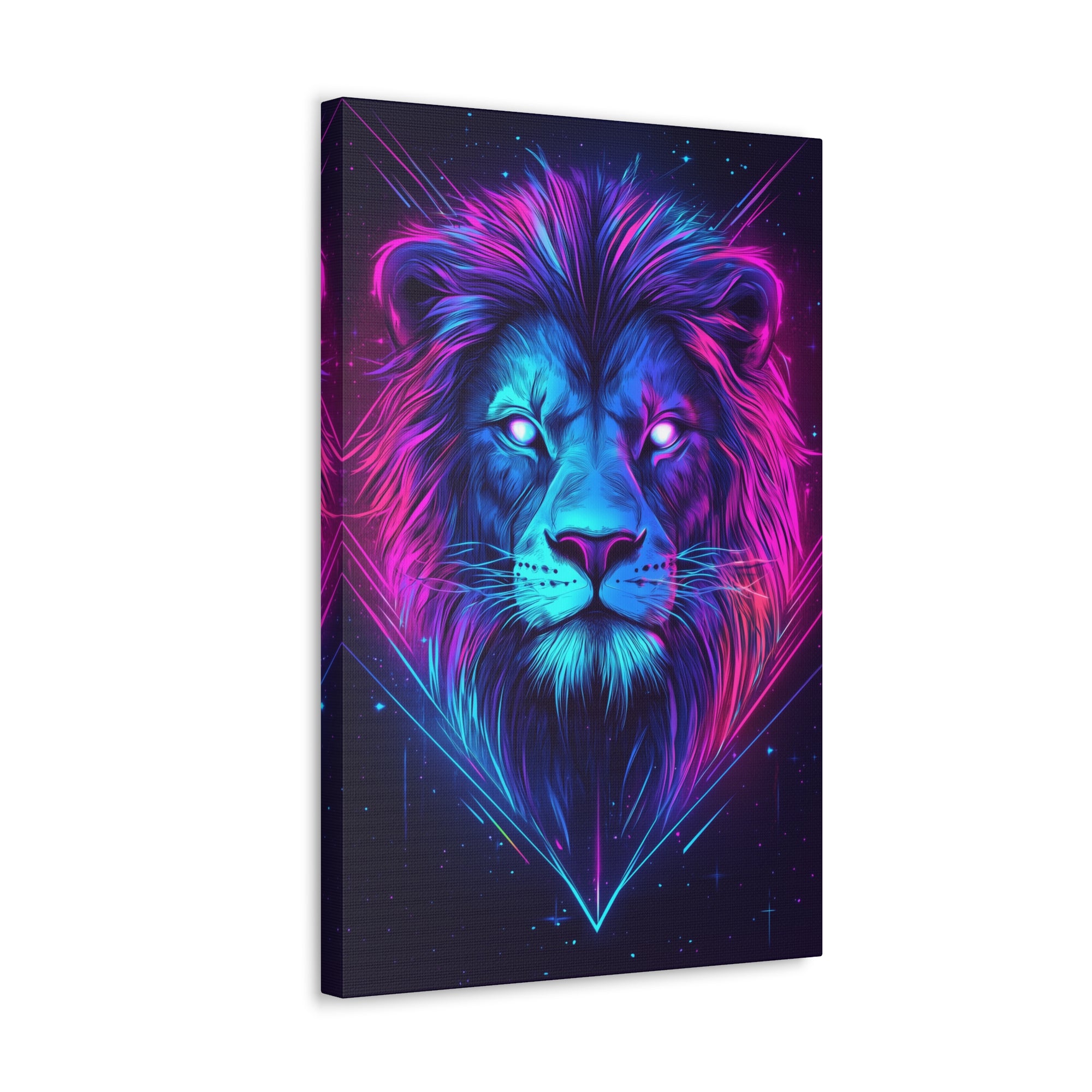 Neon Lion Canvas Wall Art - SynthFrame