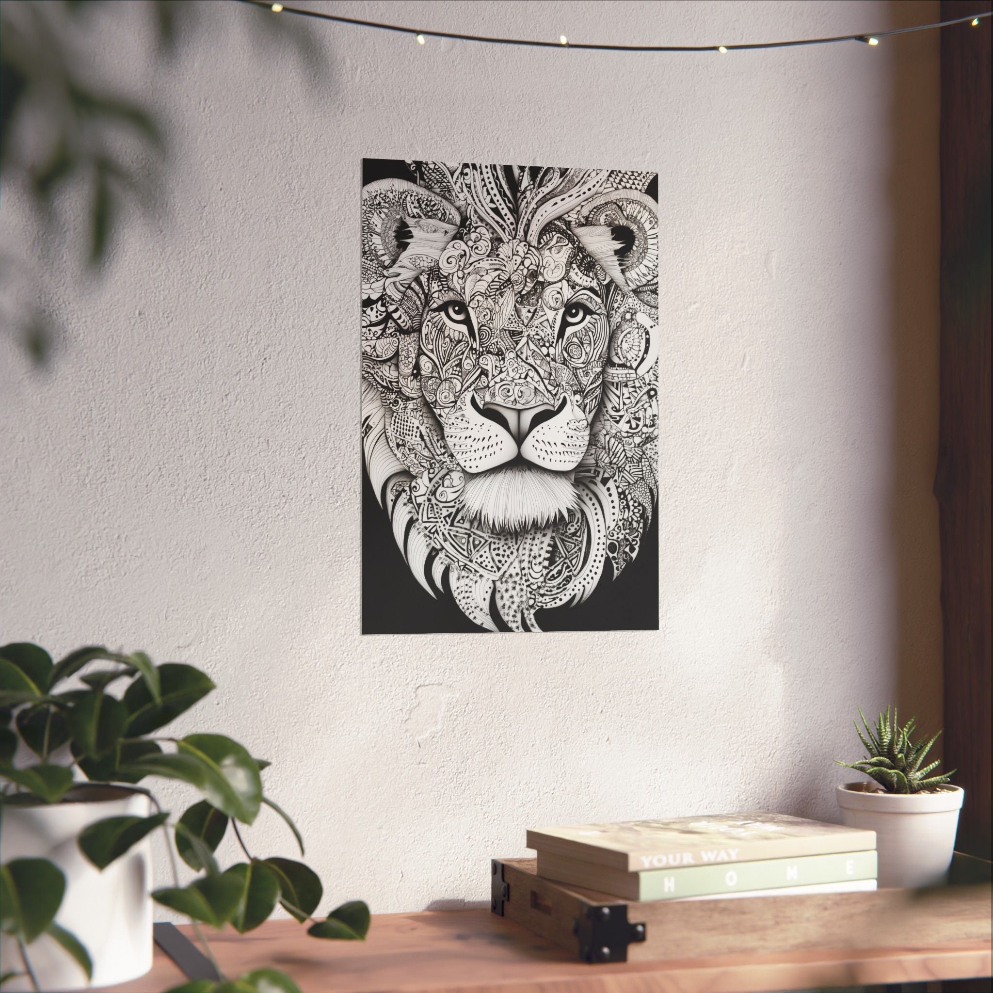 Zentangle Lion Poster