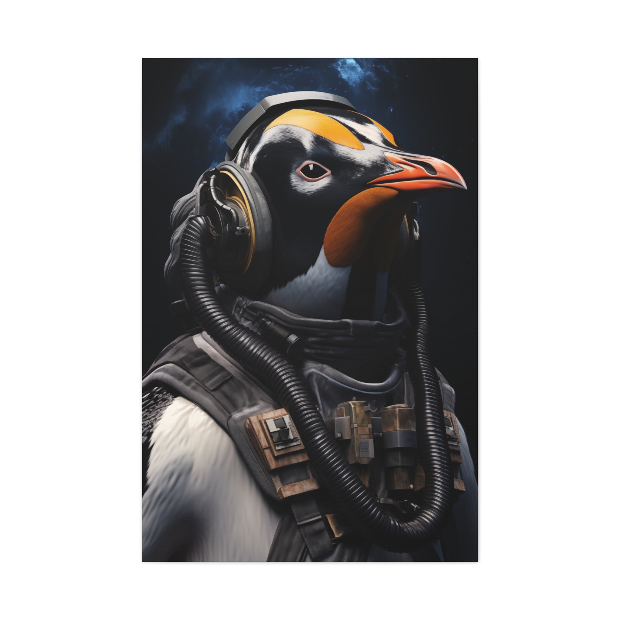 AstroPenguin 2 Canvas Wall Art - SynthFrame