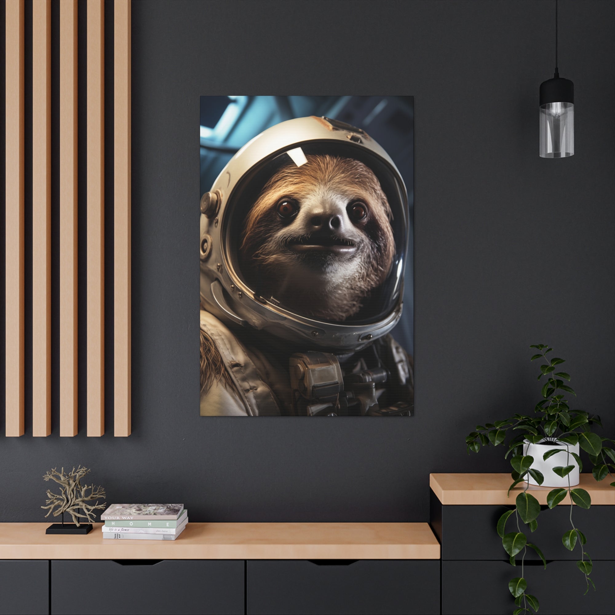 AstroSloth 1 Canvas Wall Art - SynthFrame