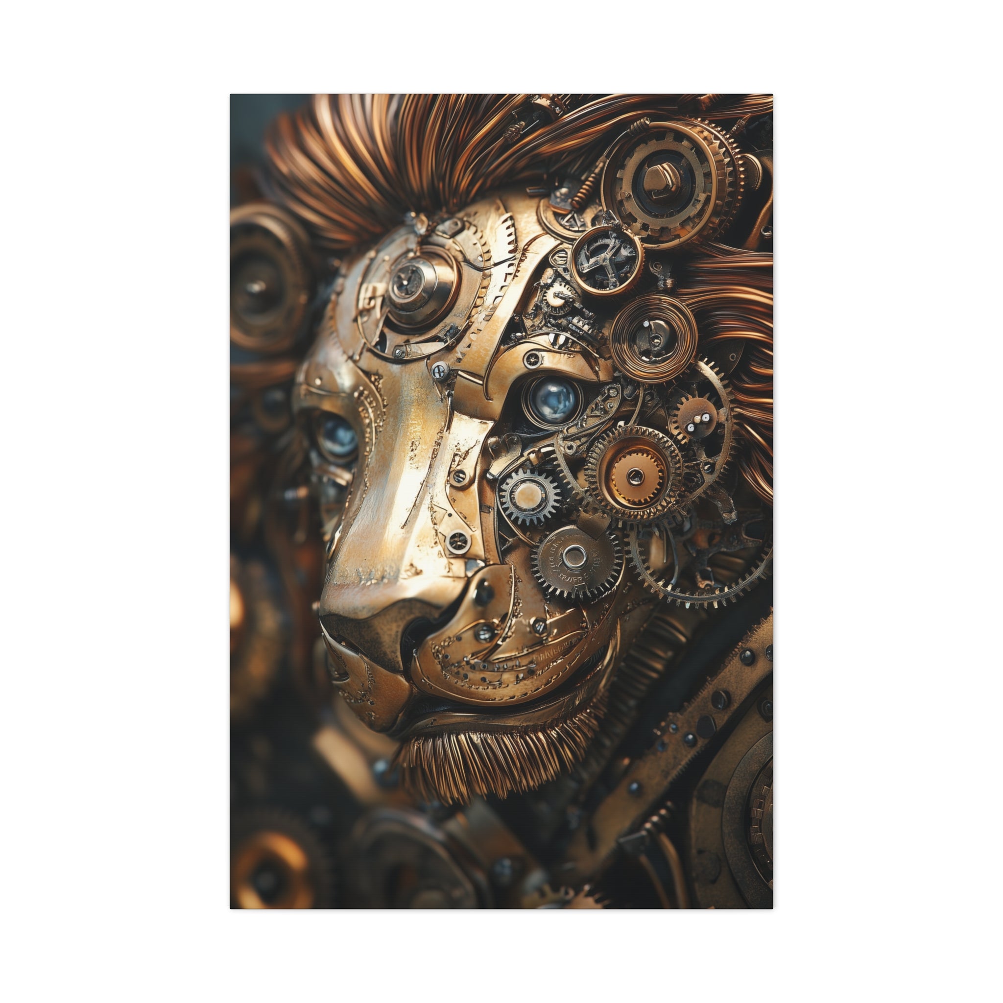 Steampunk Lion Canvas Wall Art - SynthFrame