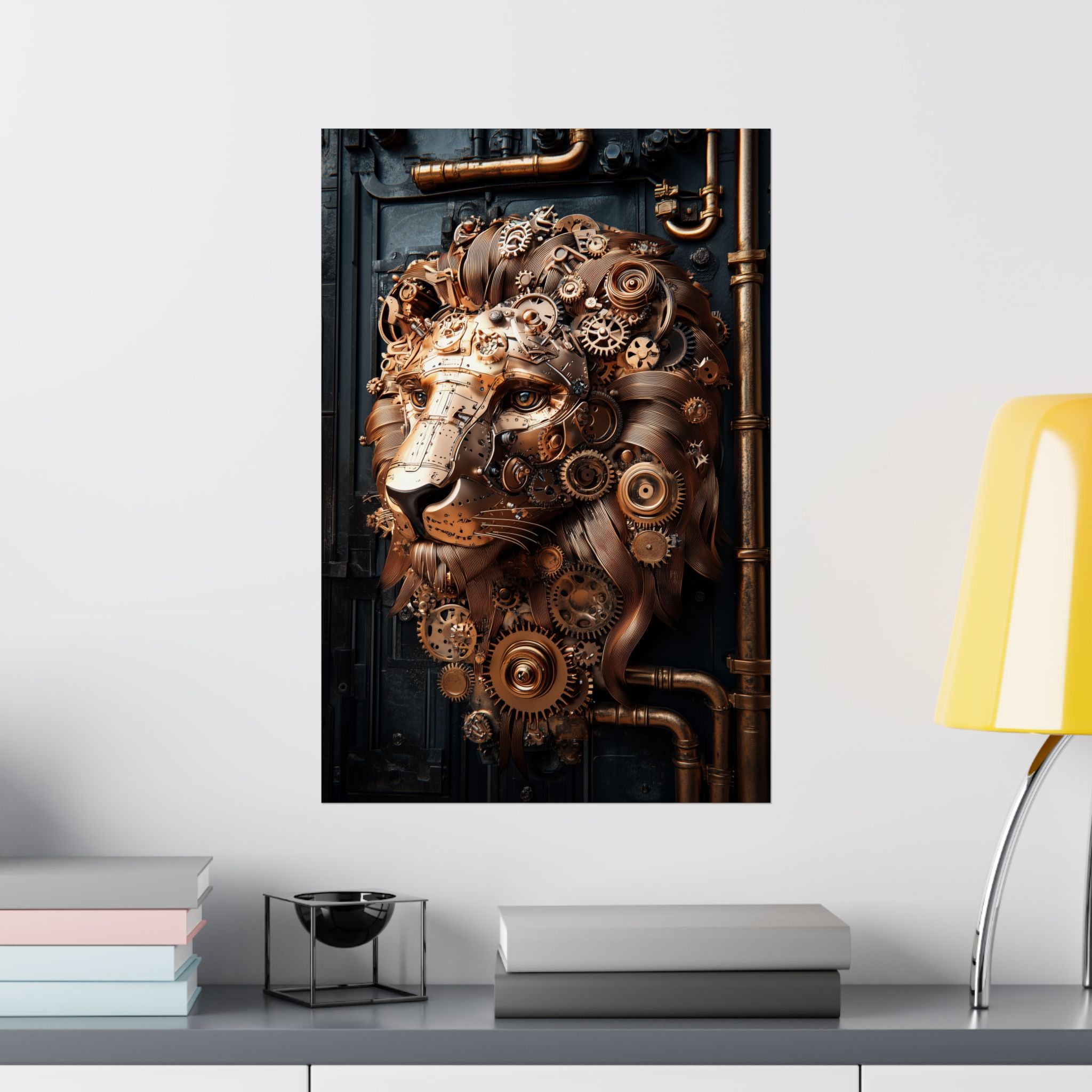 Steampunk Lion: Mechanical Marvel Poster