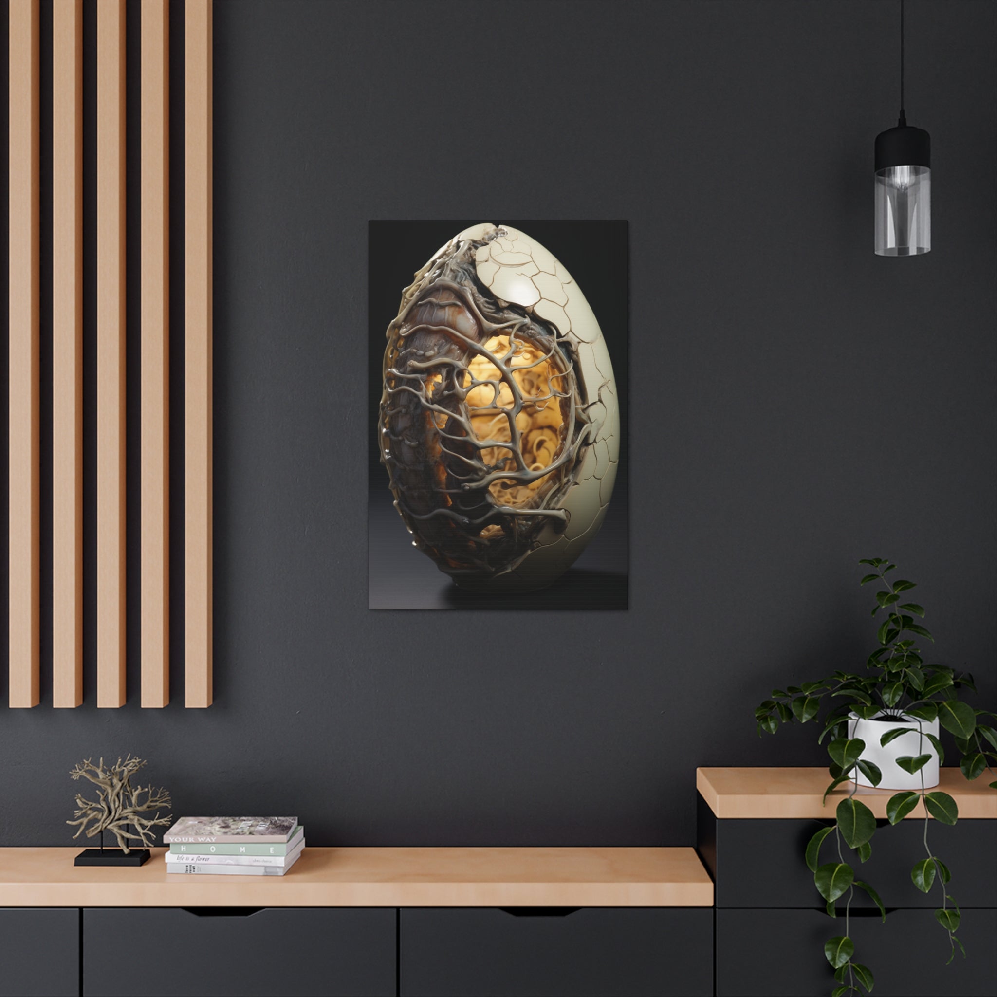 White Alien Egg 1 Canvas Wall Art - SynthFrame