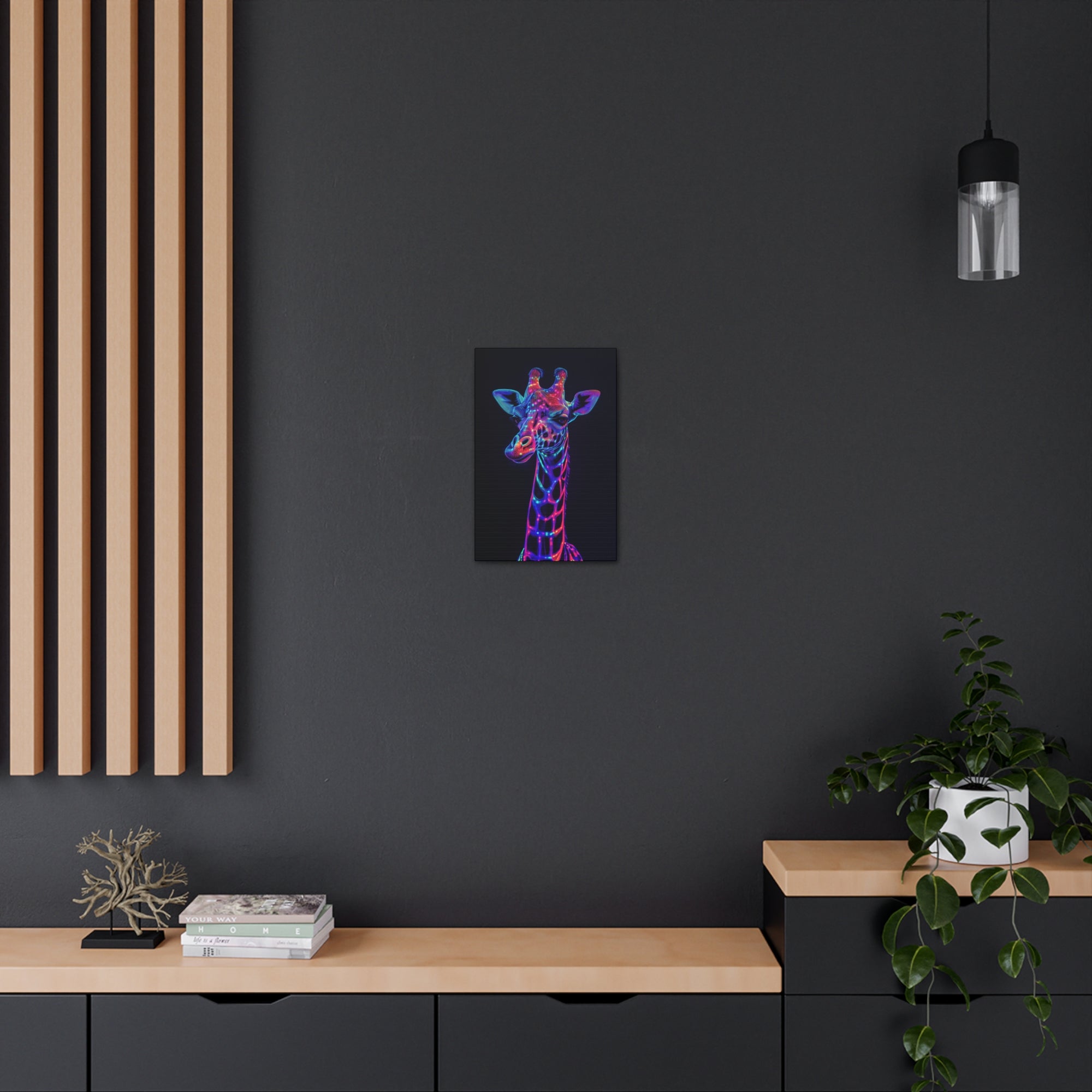 Neon Giraffe Canvas Wall Art - SynthFrame