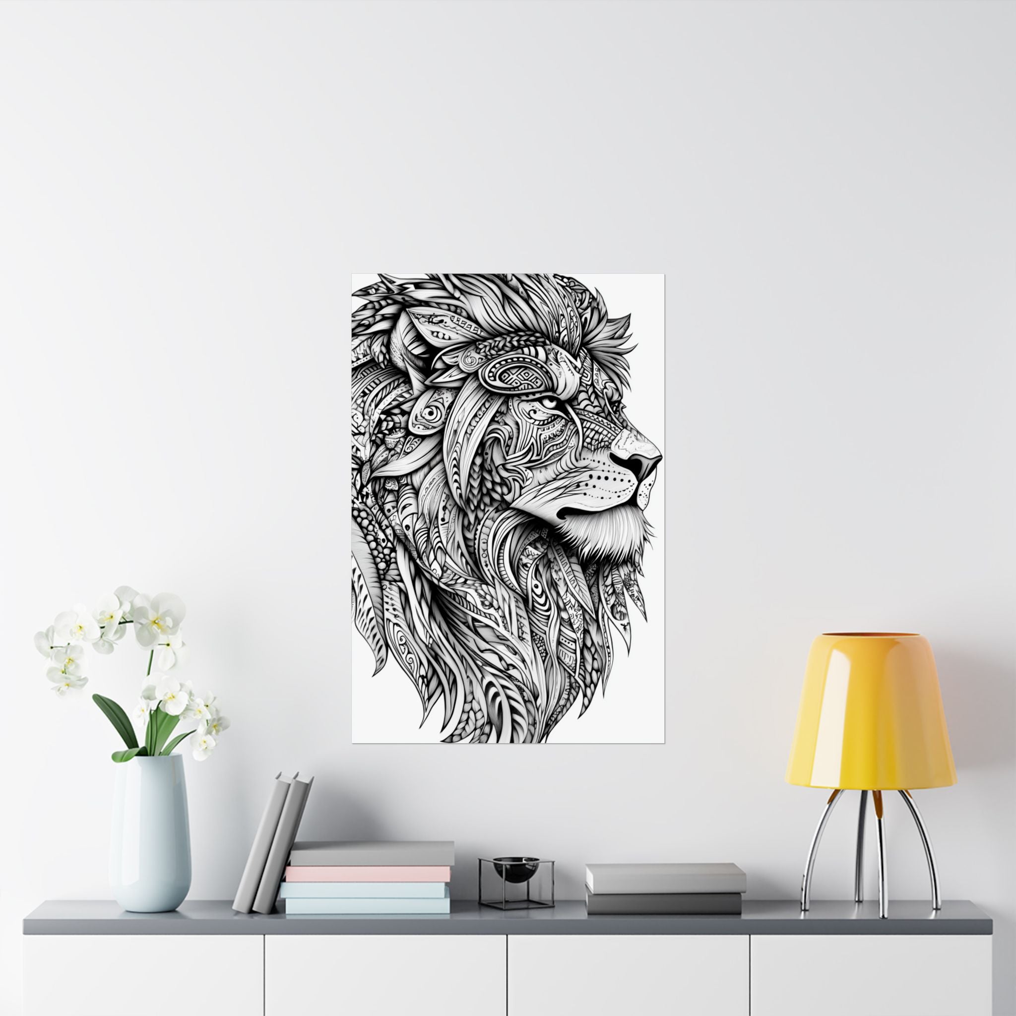 Zentangle Lion Poster