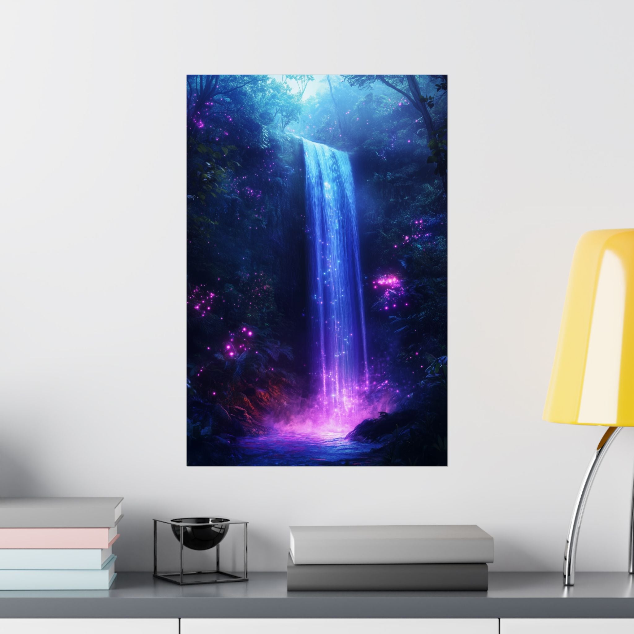 Enchanted Waterfall Oasis Poster Wall Art - SynthFrame