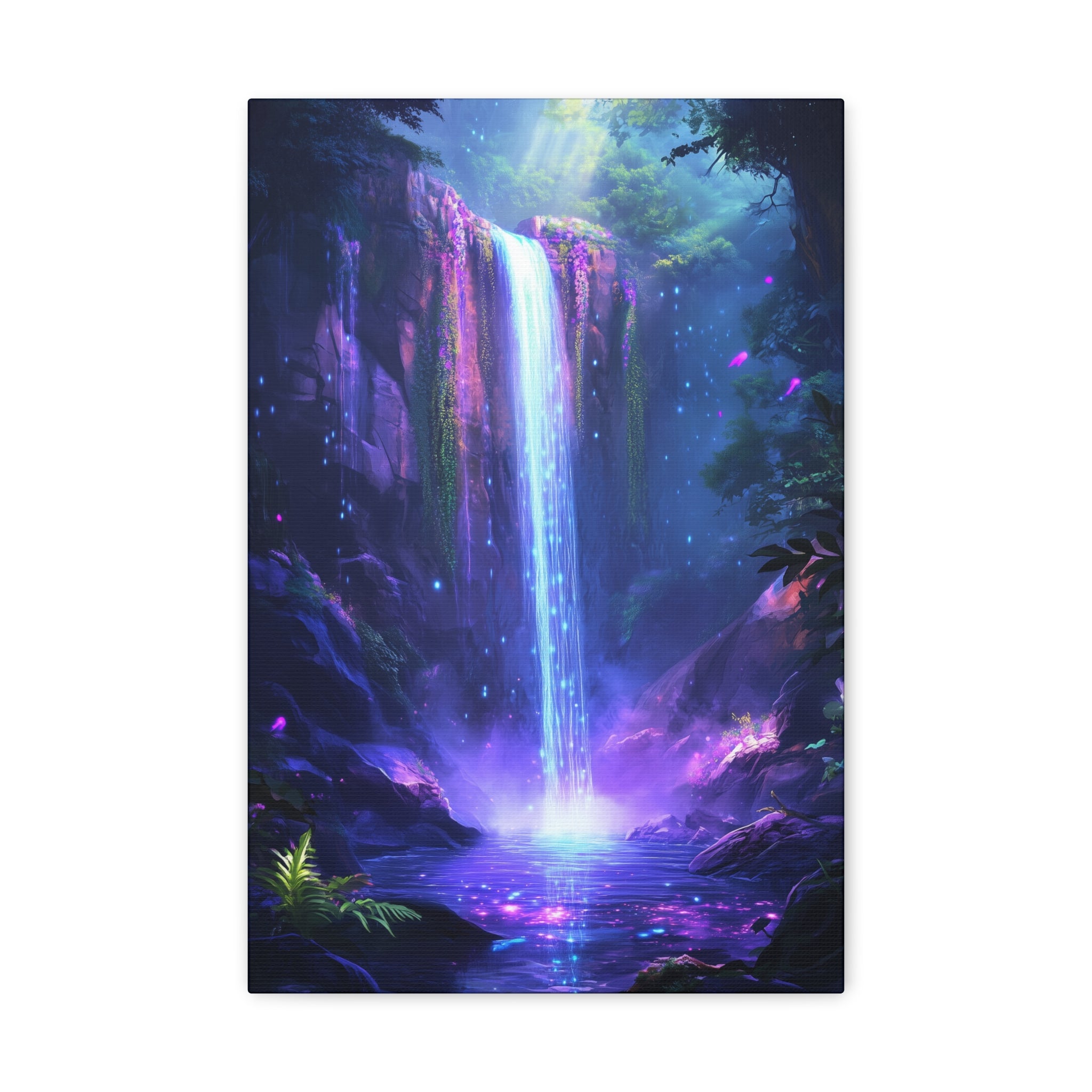 Enchanted Waterfall Oasis Canvas Wall Art - SynthFrame