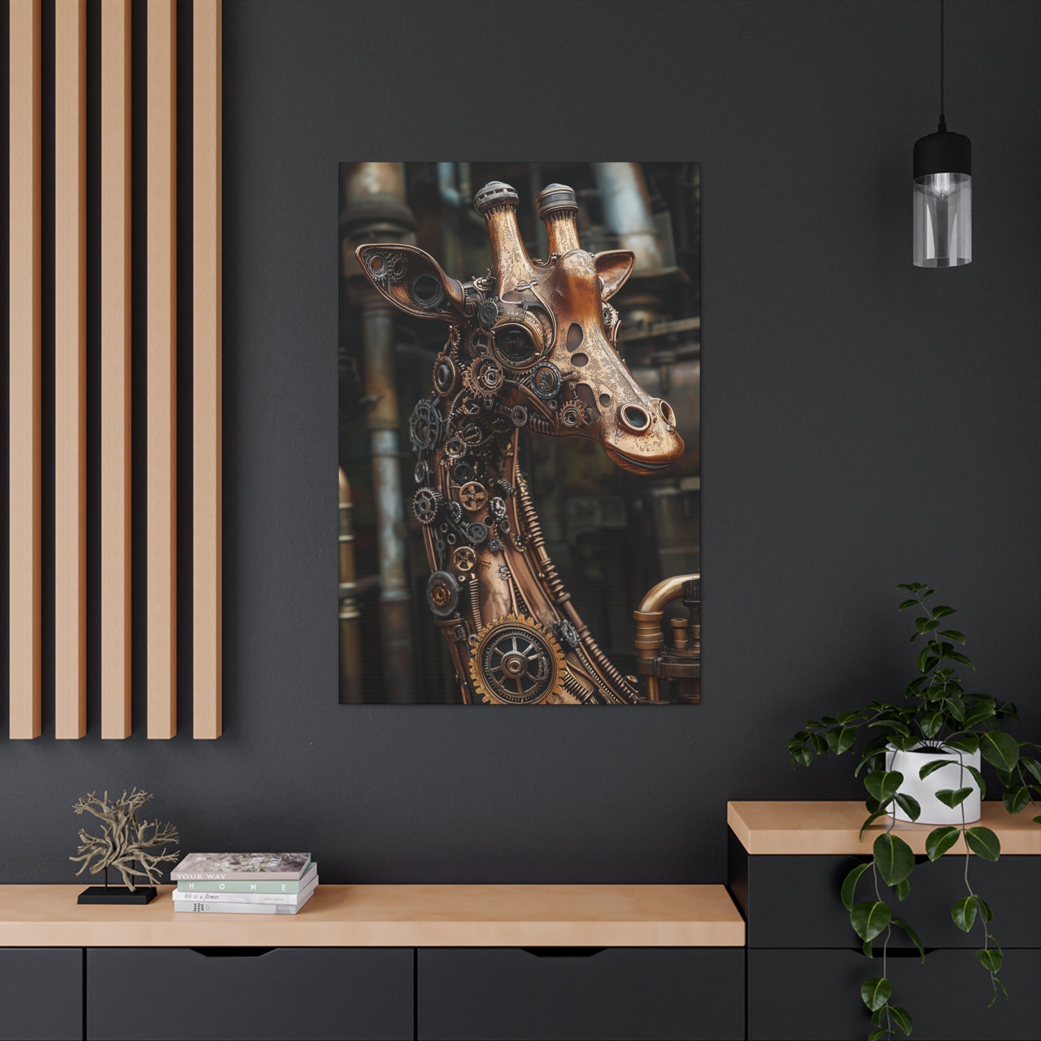 Steampunk Giraffe Canvas Wall Art - SynthFrame