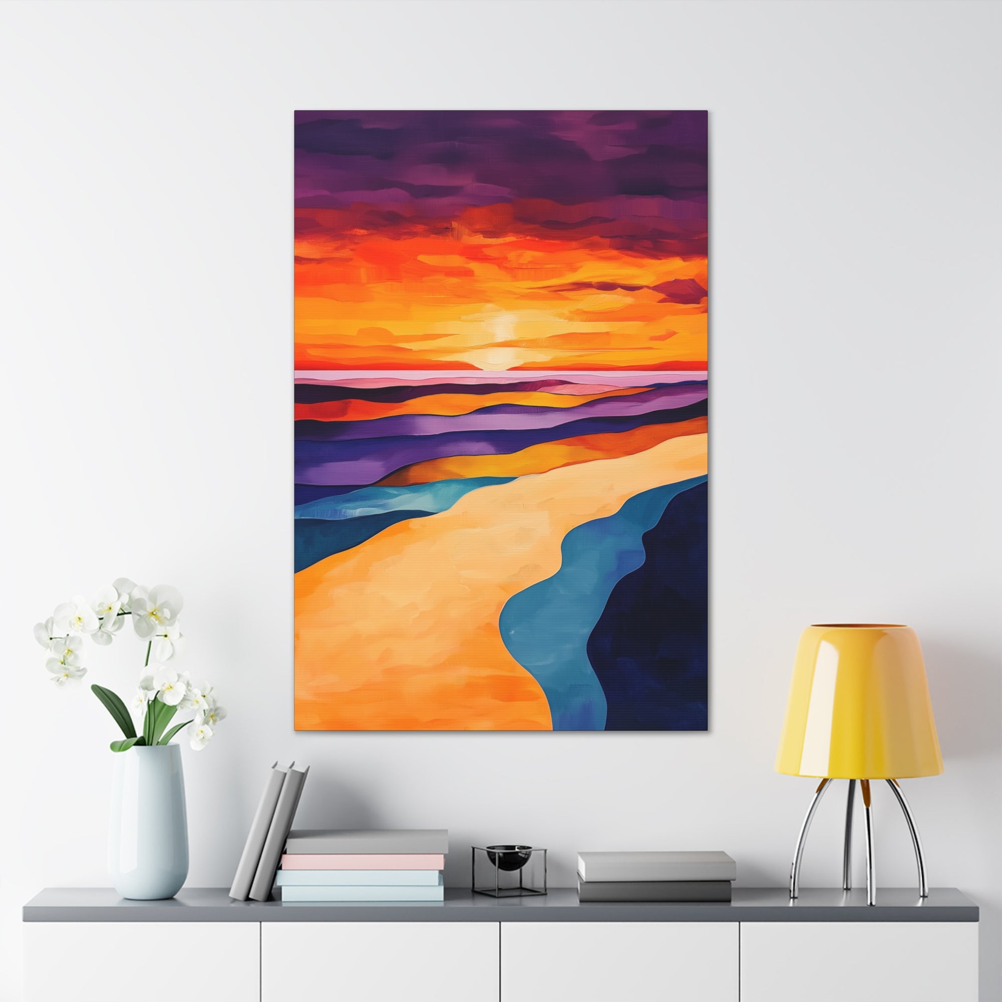 Abstract Coastal Sunset Canvas Wall Art - SynthFrame