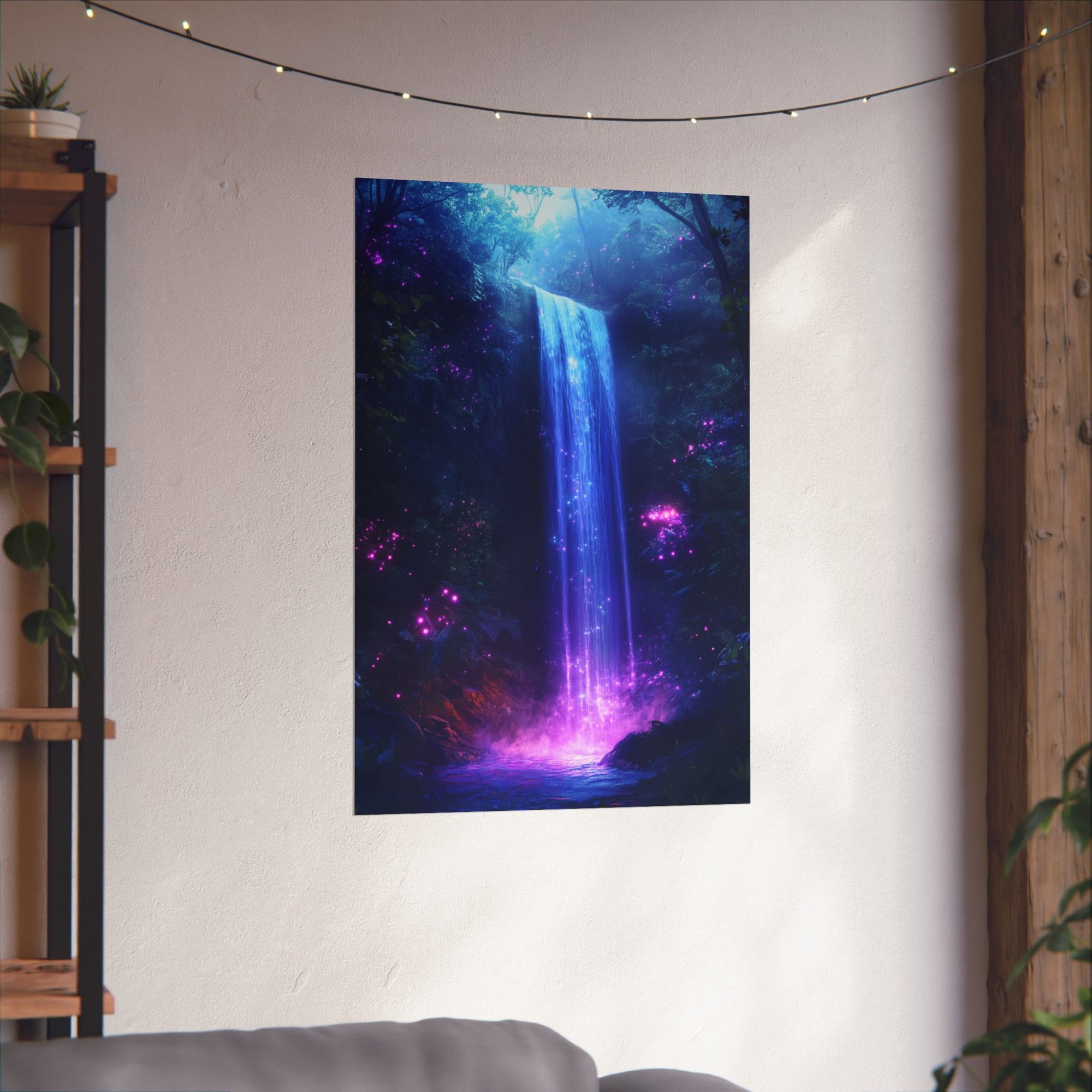 Enchanted Waterfall Oasis Poster Wall Art - SynthFrame