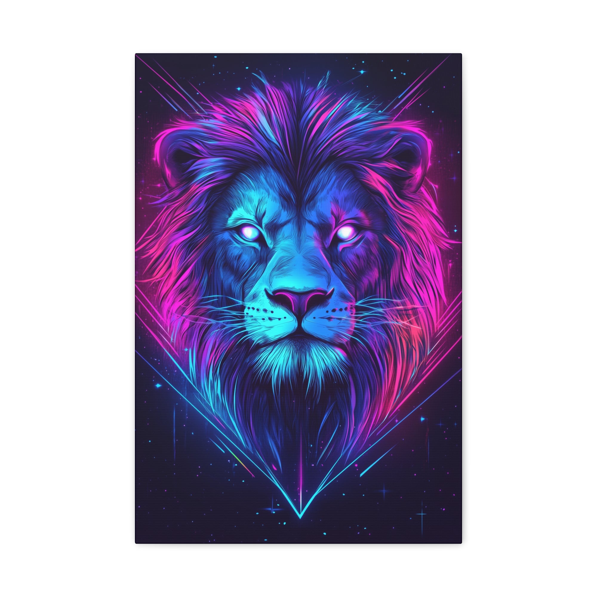 Neon Lion Canvas Wall Art - SynthFrame