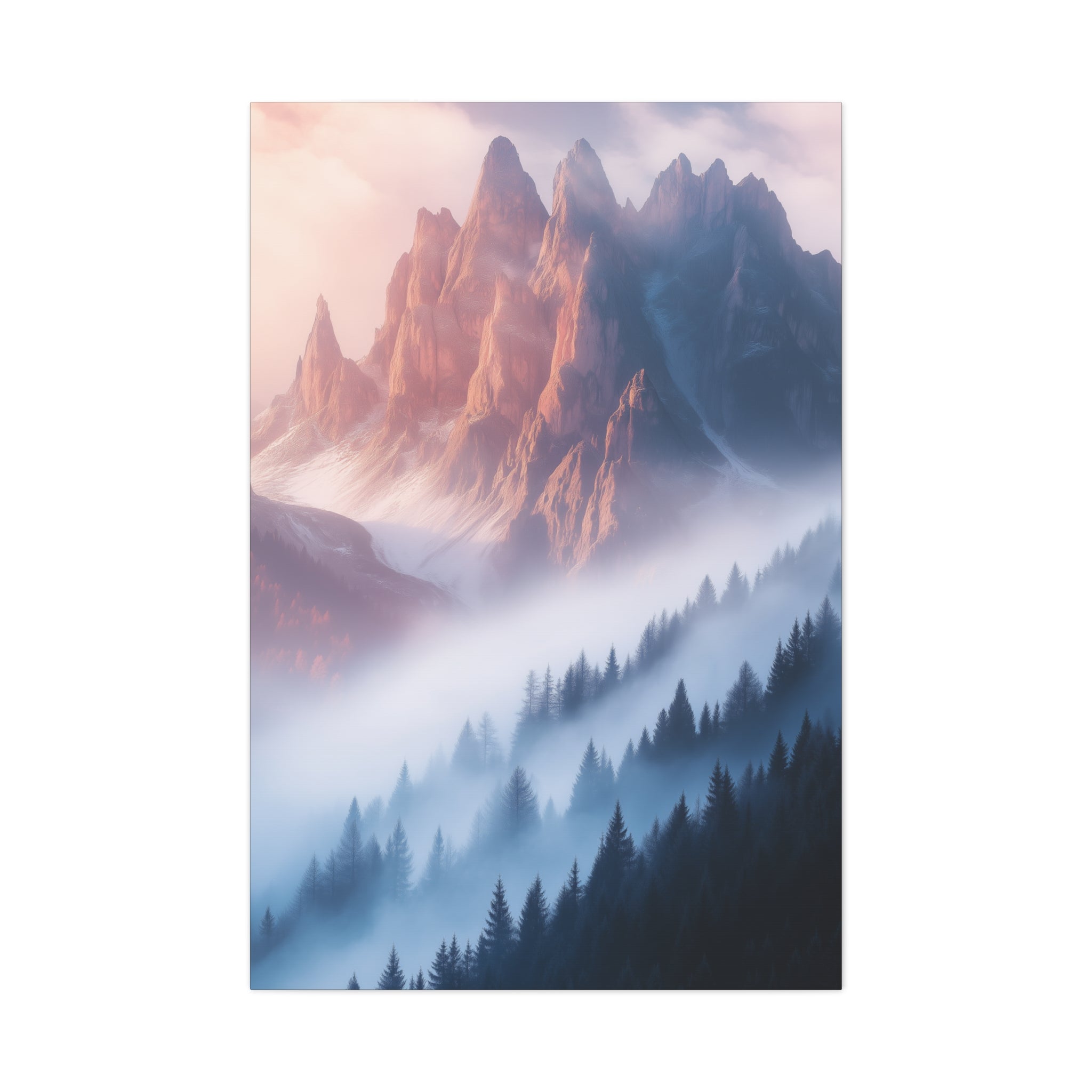 Misty Mountain Dreamscape Canvas Wall Art - SynthFrame