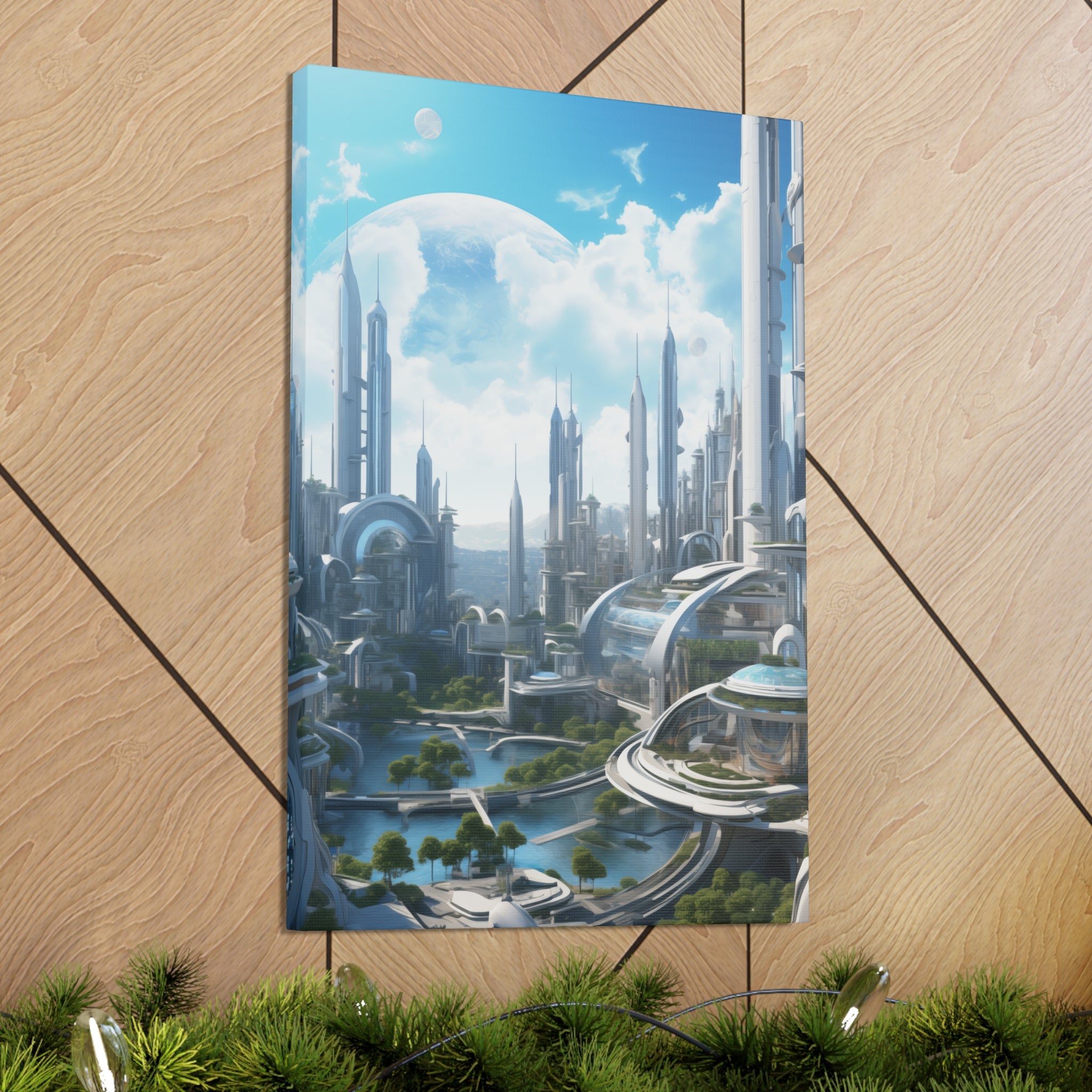 Futuristic Eco City 2 Canvas Wall Art - SynthFrame