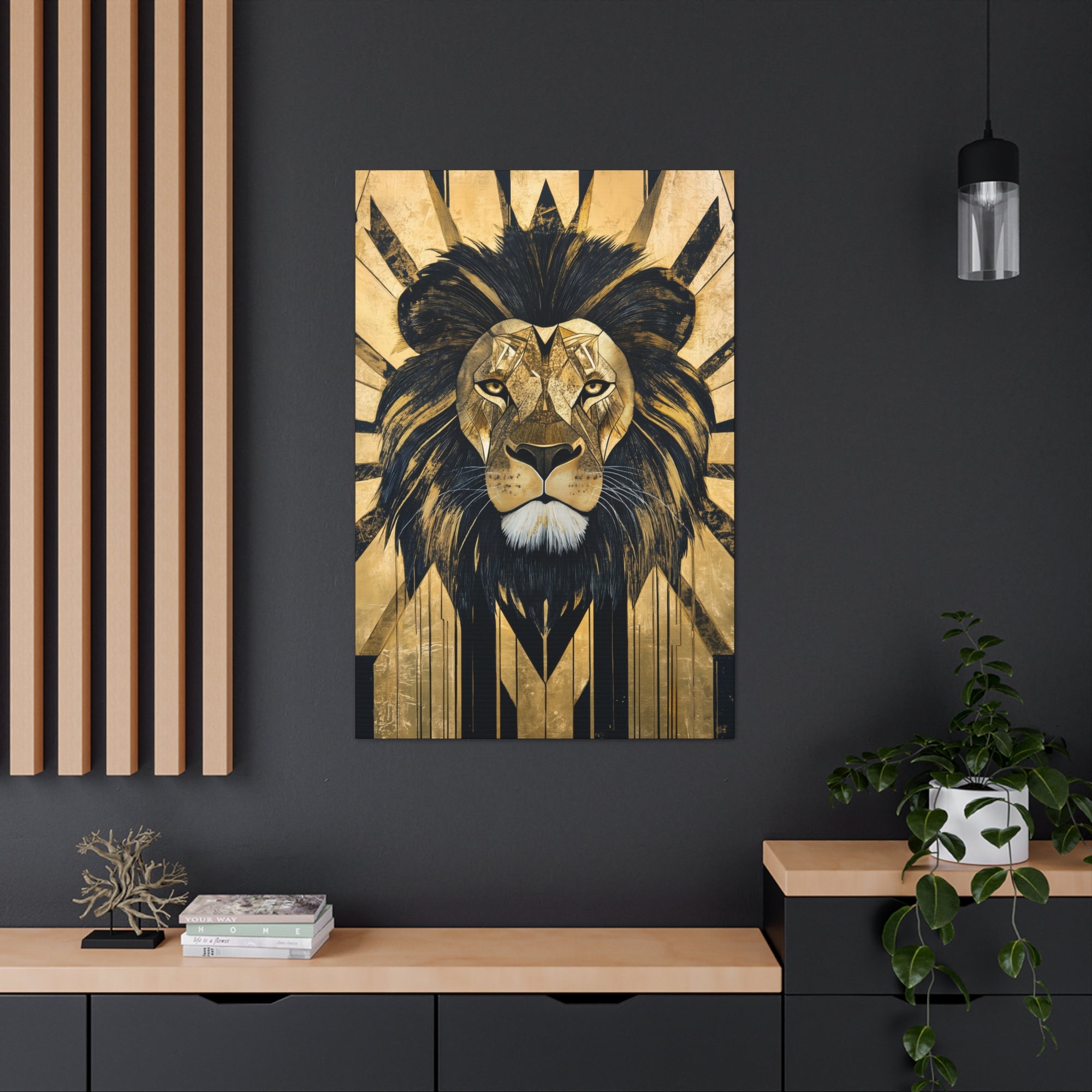 Gilded Lion Canvas Wall Art - SynthFrame