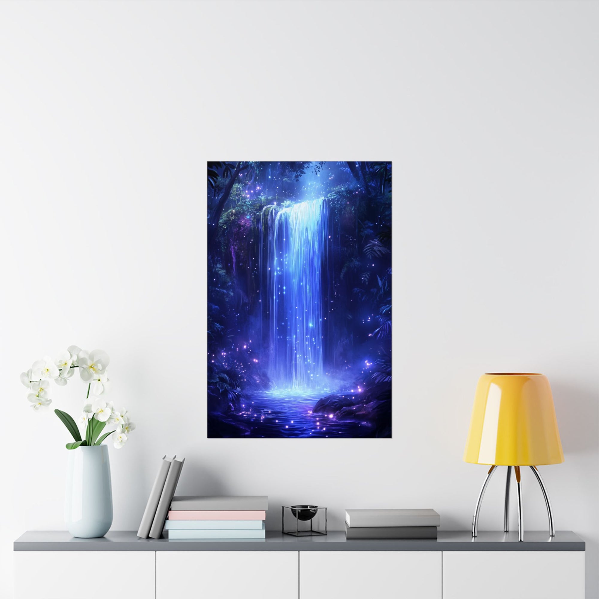 Enchanted Waterfall Oasis Poster Wall Art - SynthFrame