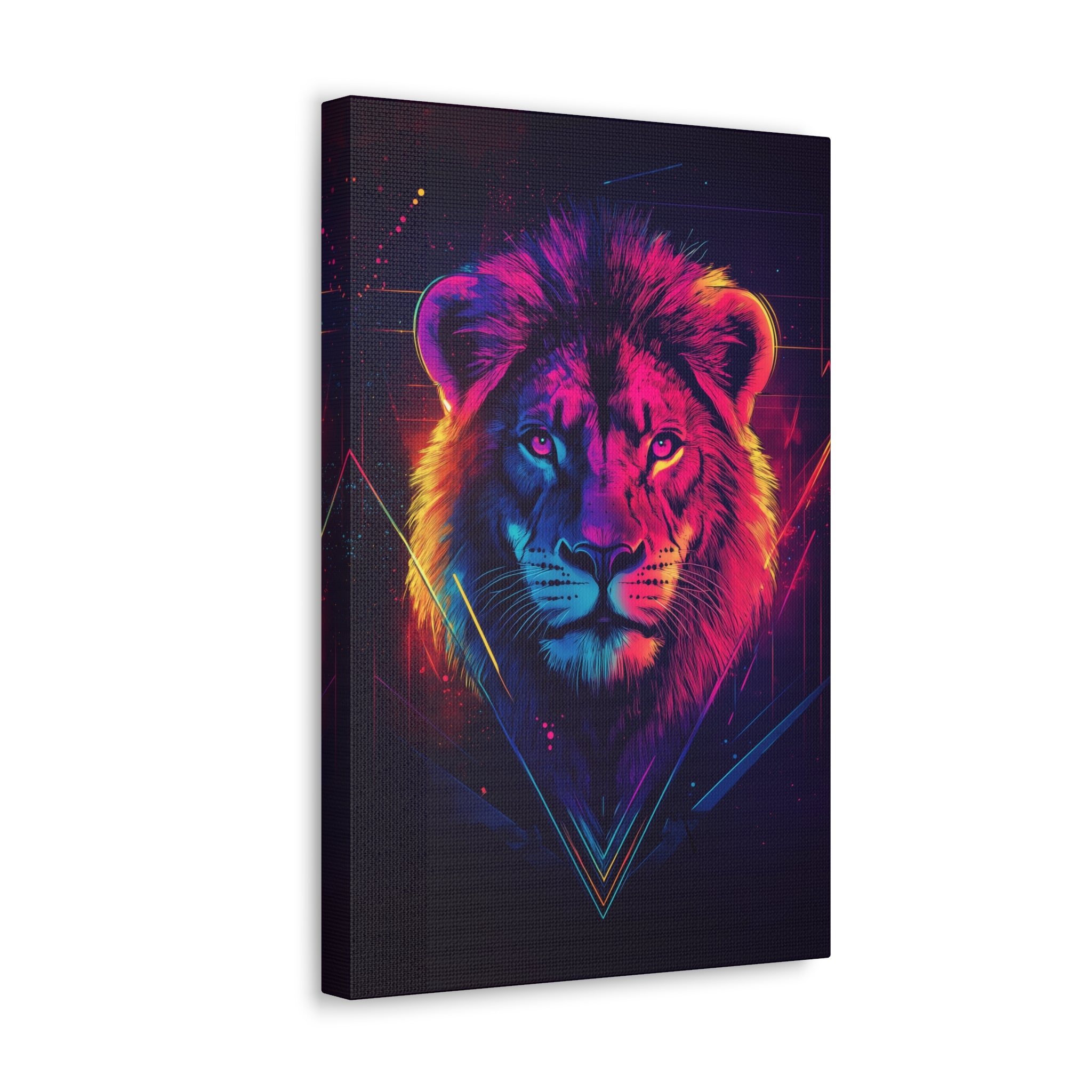 Neon Lion Canvas Wall Art - SynthFrame