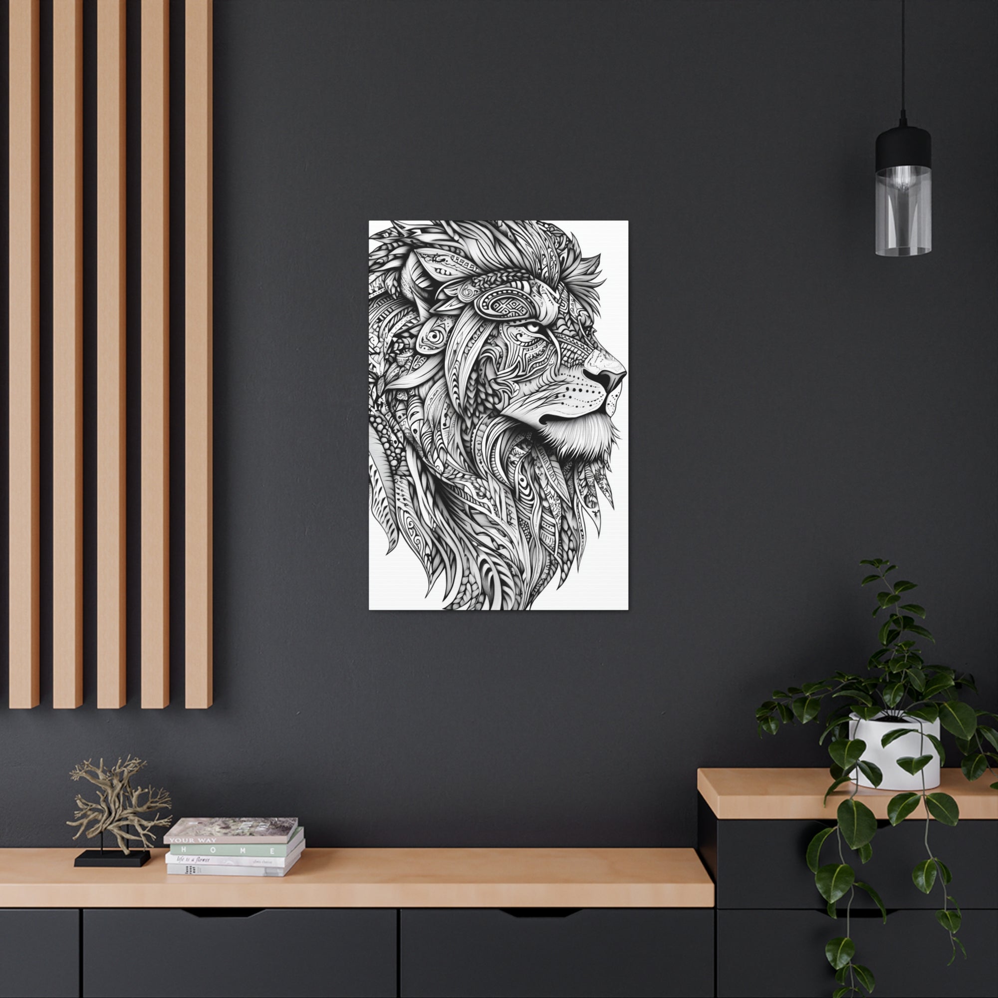 Zentangle Lion Canvas Wall Art - SynthFrame