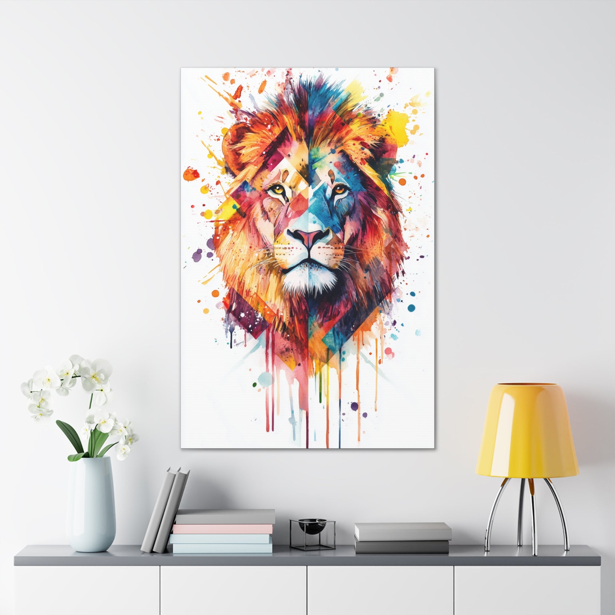 Watercolor Lion Canvas Wall Art - SynthFrame