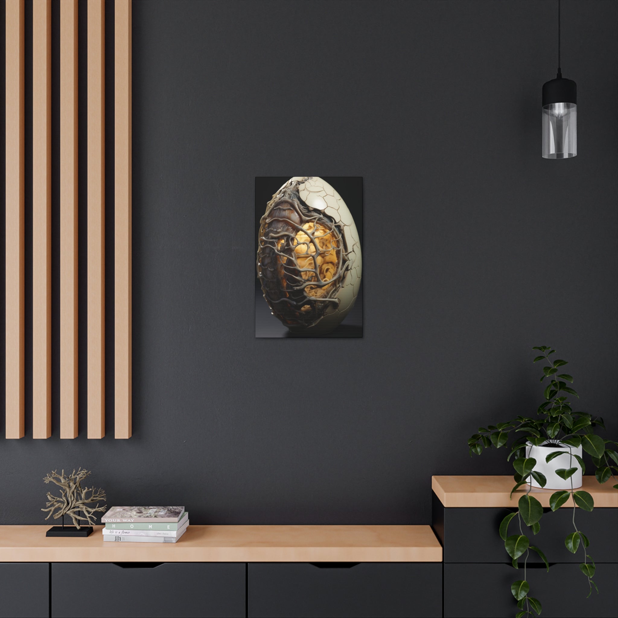 White Alien Egg 1 Canvas Wall Art - SynthFrame