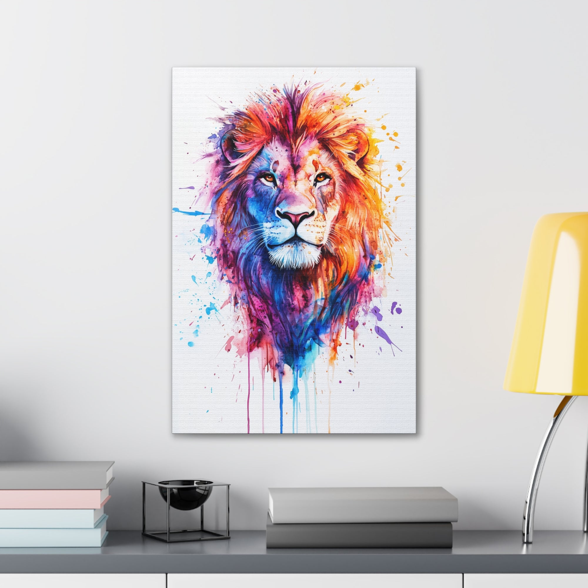 Watercolor Lion Canvas Wall Art - SynthFrame