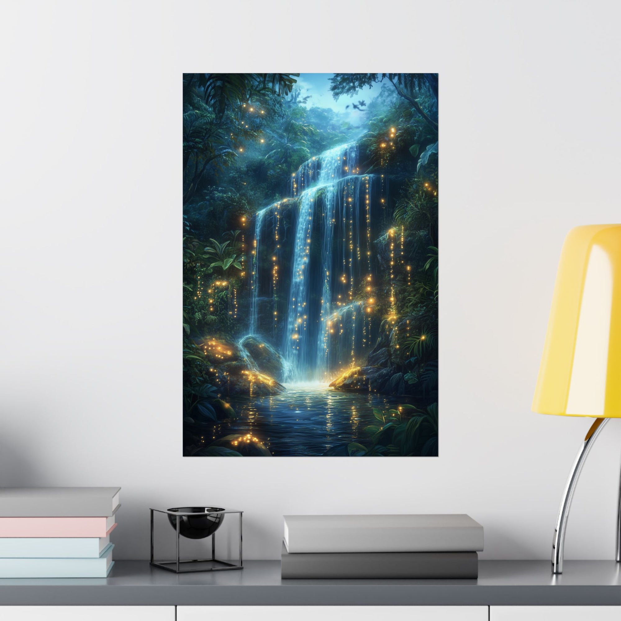 Enchanted Waterfall Oasis Poster Wall Art - SynthFrame