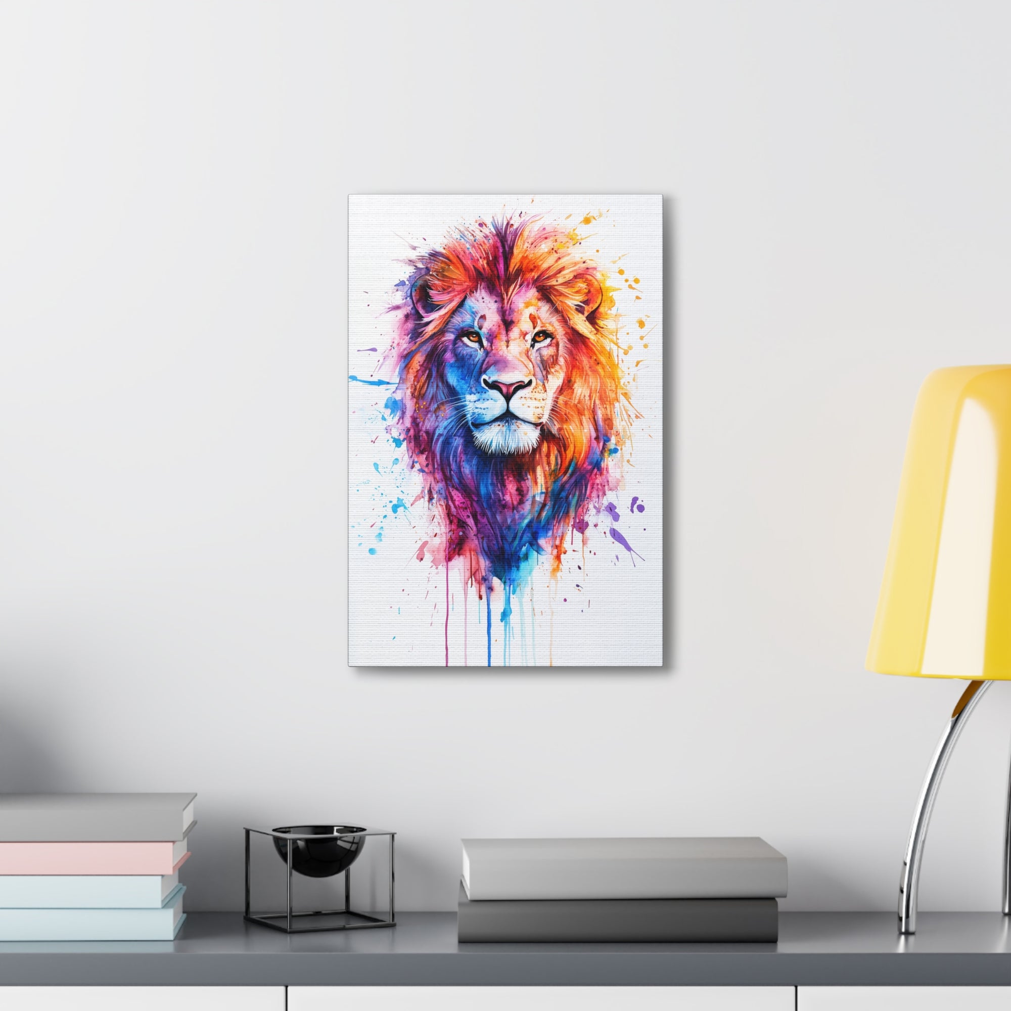 Watercolor Lion Canvas Wall Art - SynthFrame