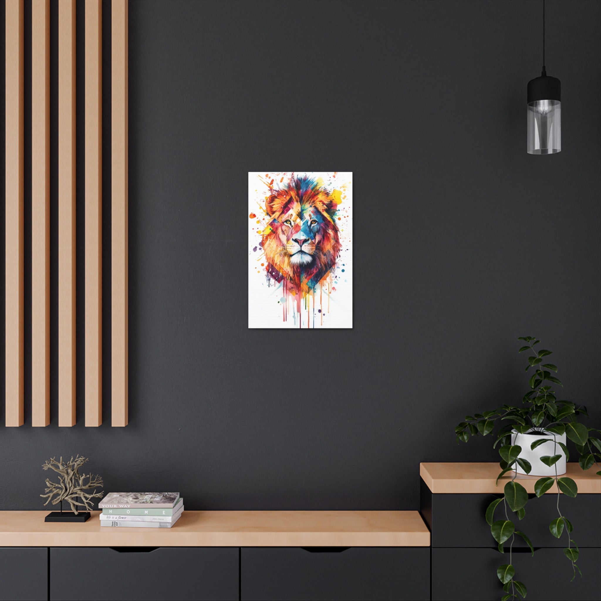 Watercolor Lion Canvas Wall Art - SynthFrame