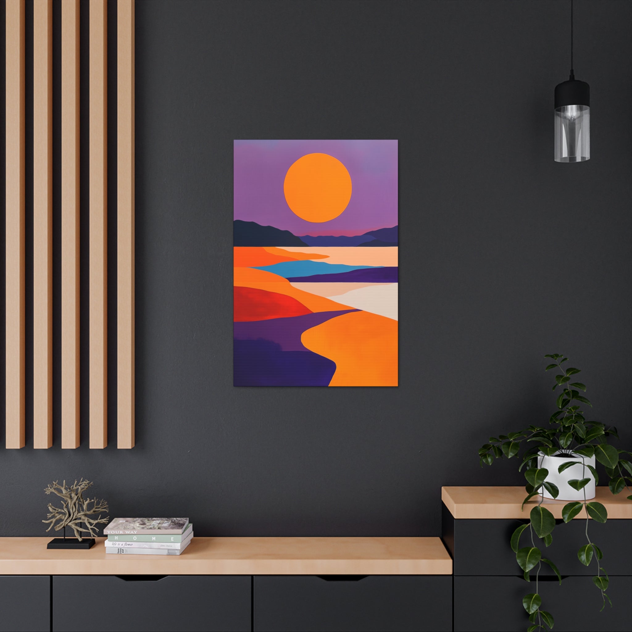 Abstract Coastal Sunset Canvas Wall Art - SynthFrame