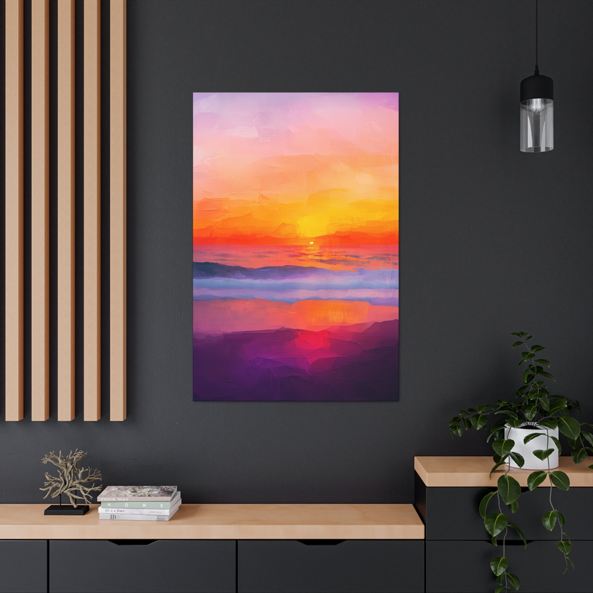 Abstract Coastal Sunset Canvas Wall Art - SynthFrame