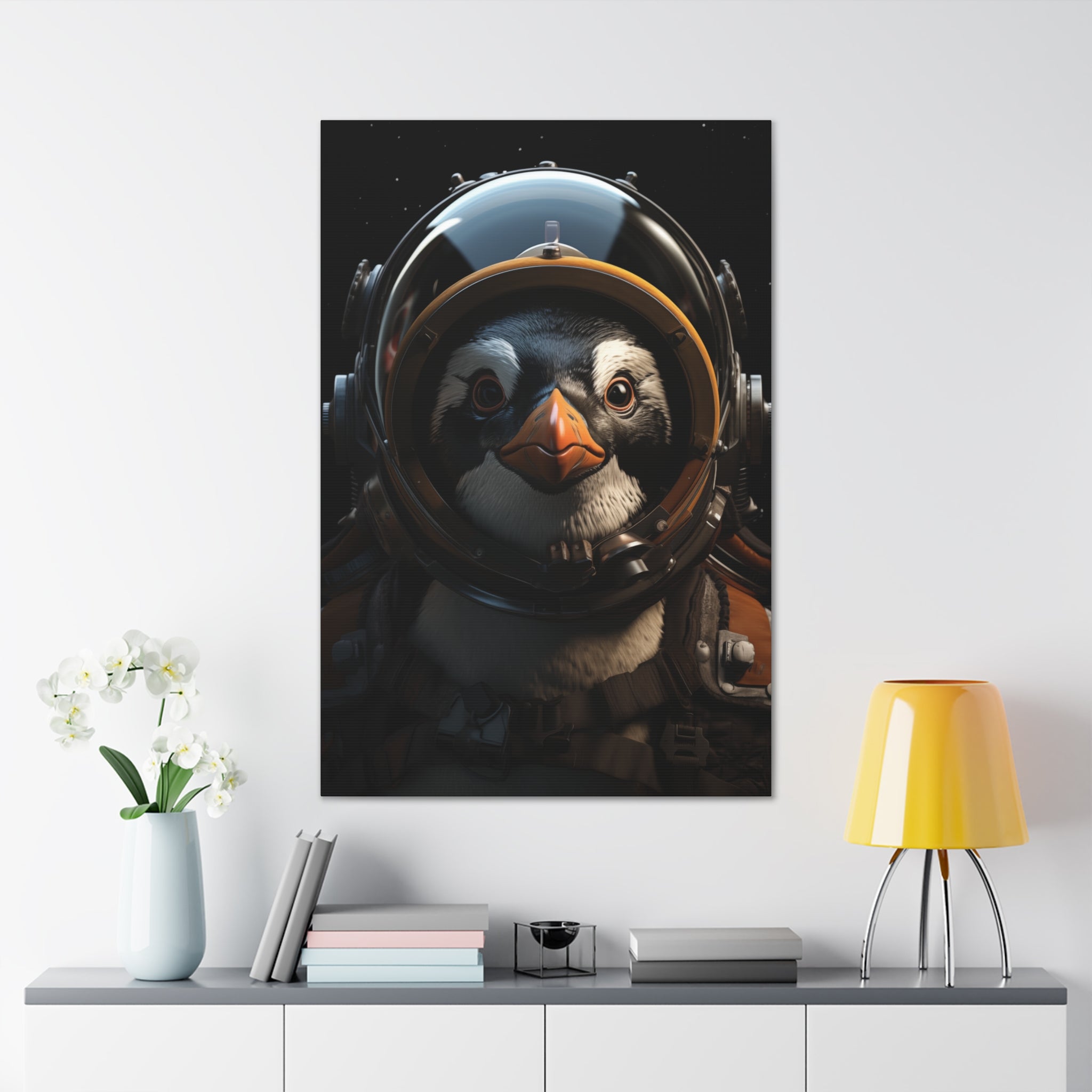 AstroPenguin 1 Canvas Wall Art - SynthFrame