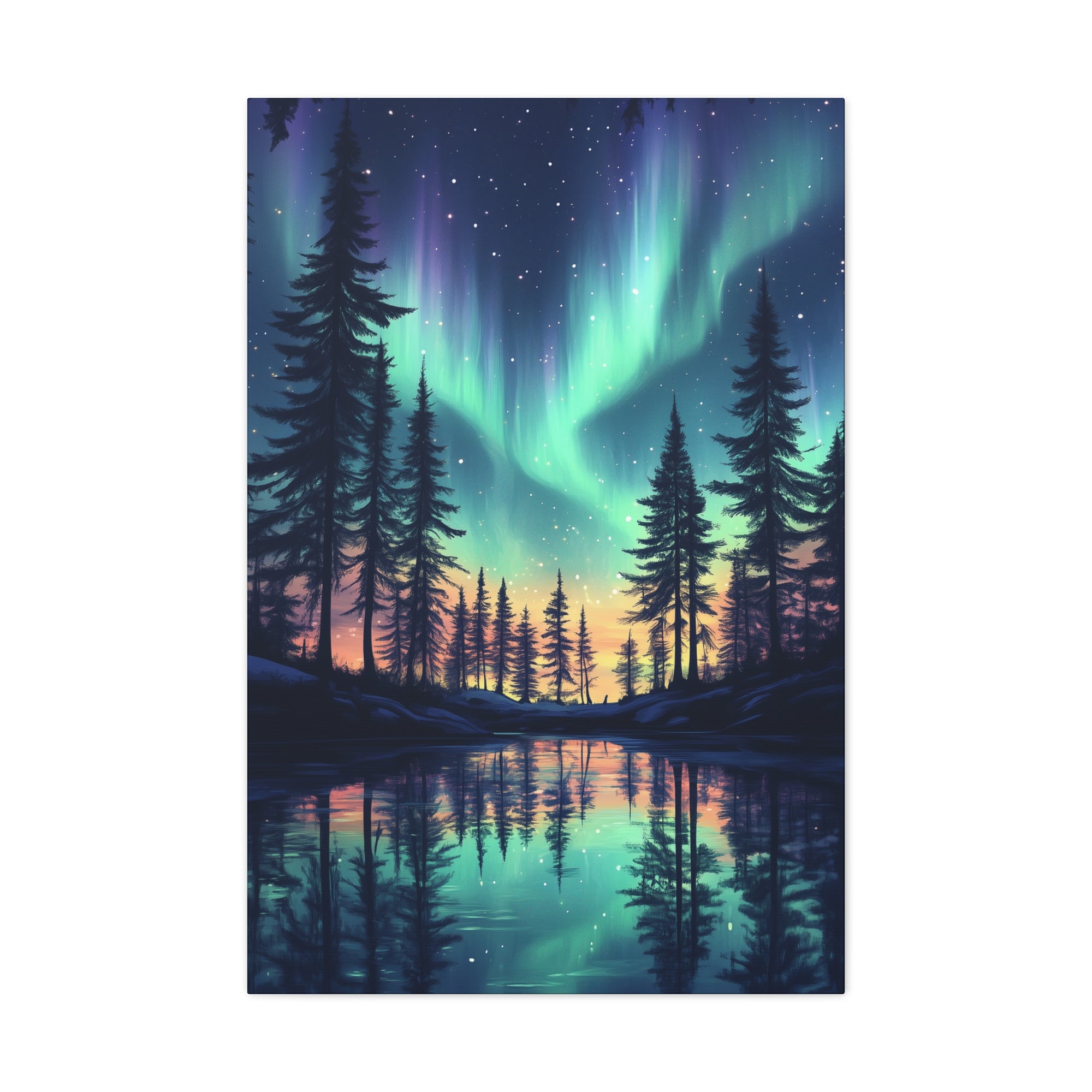 Northern Lights Wonder Canvas Wall Art - SynthFrame