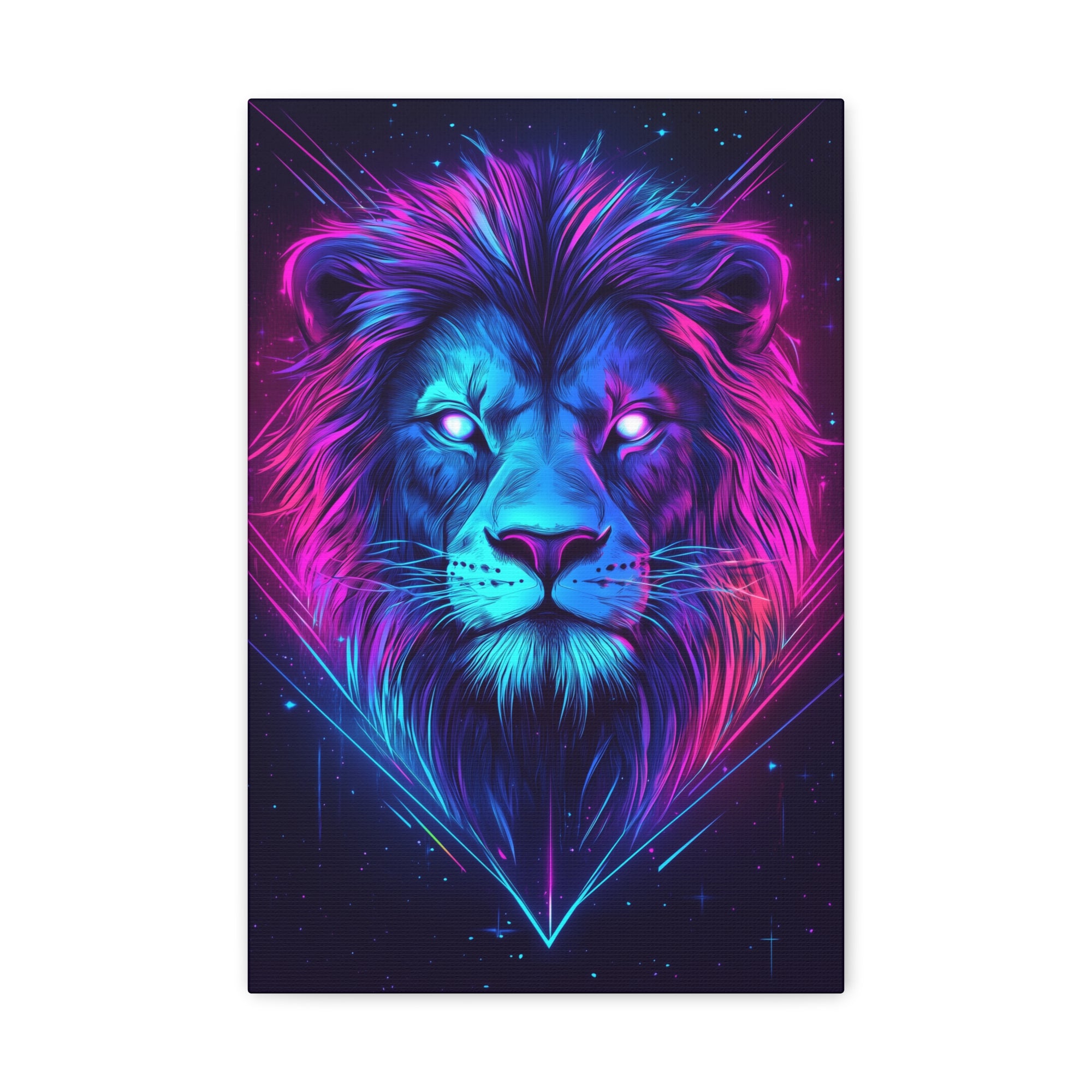 Neon Lion Canvas Wall Art - SynthFrame