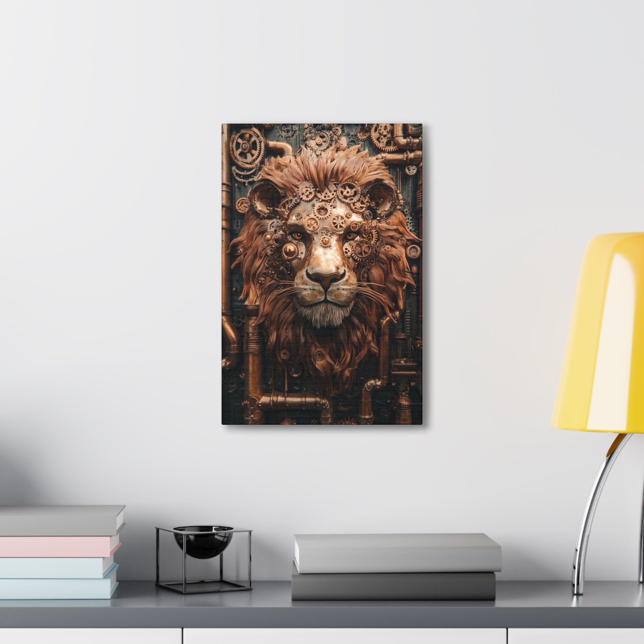 Steampunk Lion Canvas Wall Art - SynthFrame