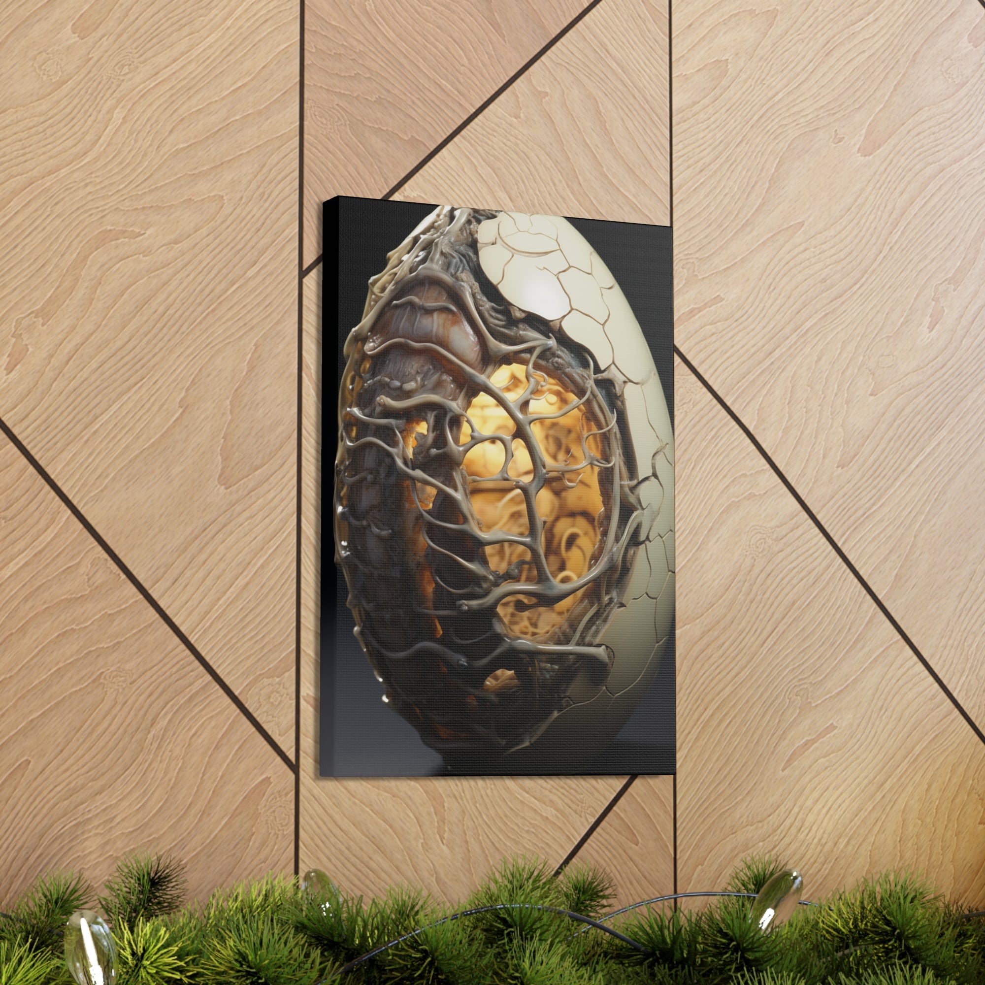 White Alien Egg 1 Canvas Wall Art - SynthFrame