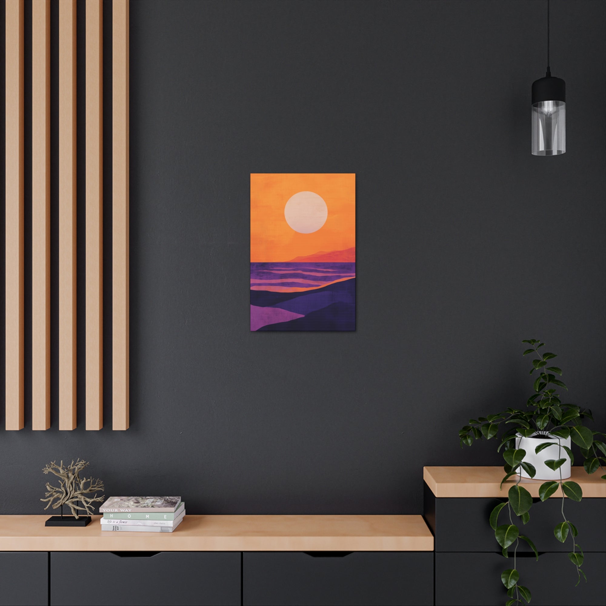 Abstract Coastal Sunset Canvas Wall Art - SynthFrame