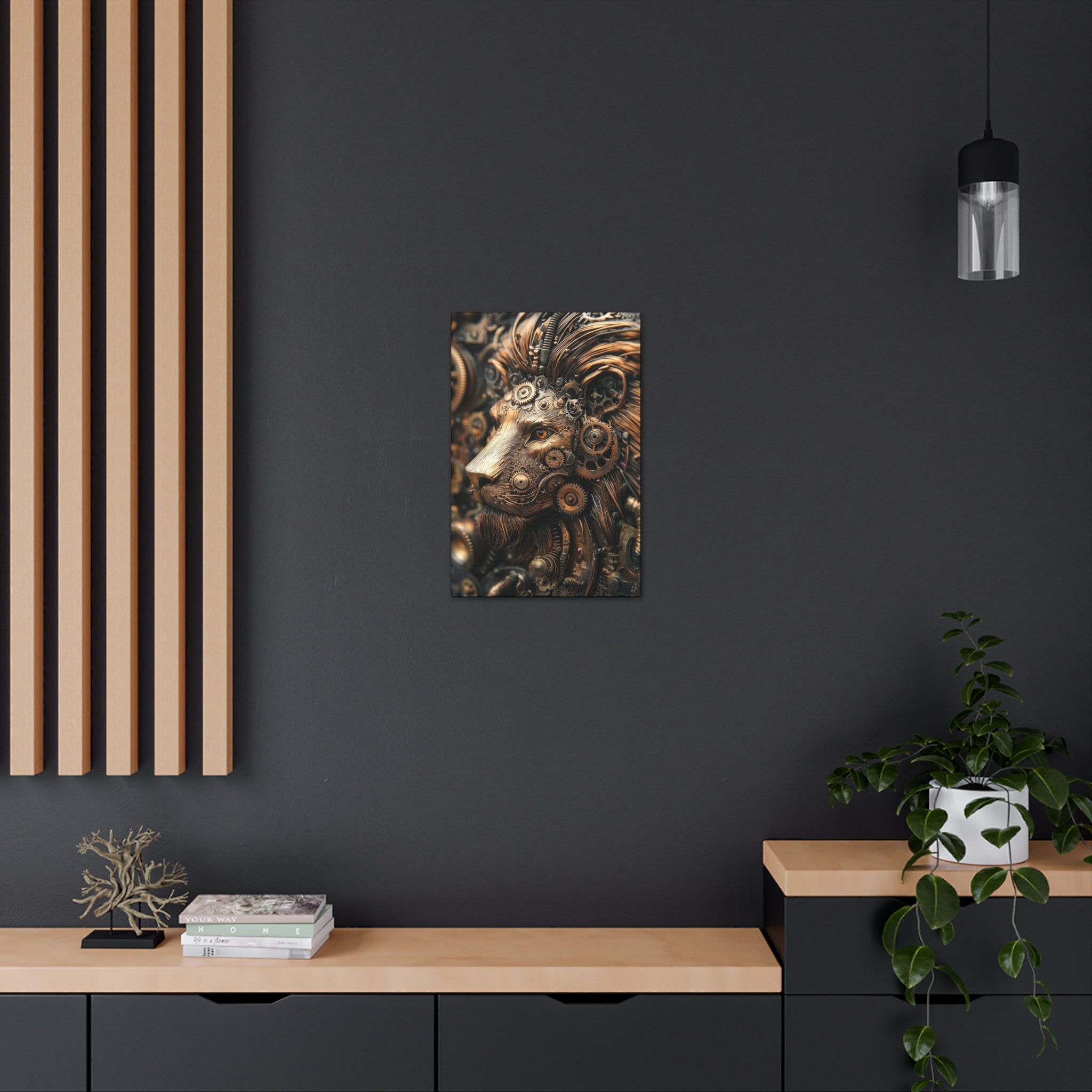 Steampunk Lion Canvas Wall Art - SynthFrame