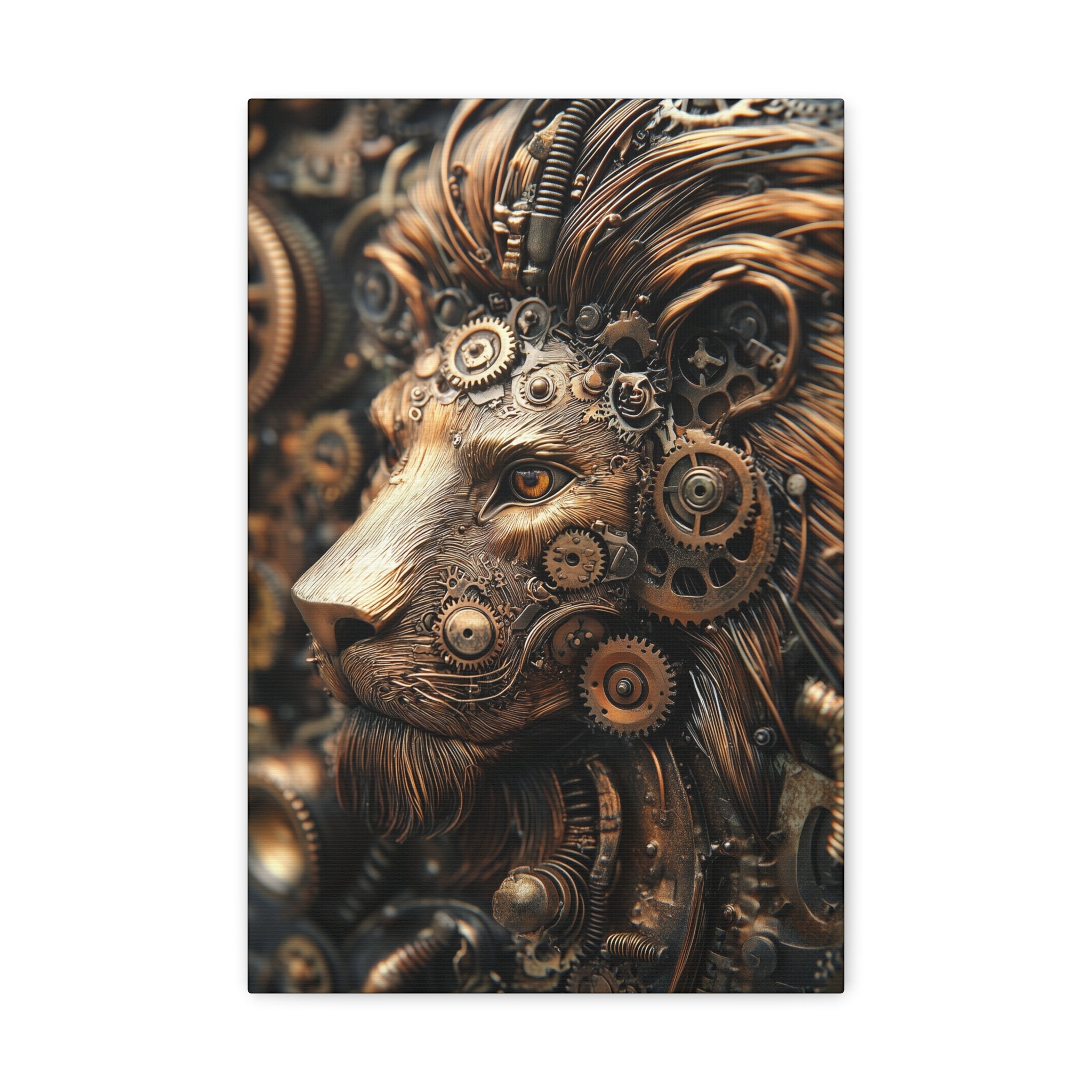 Steampunk Lion Canvas Wall Art - SynthFrame