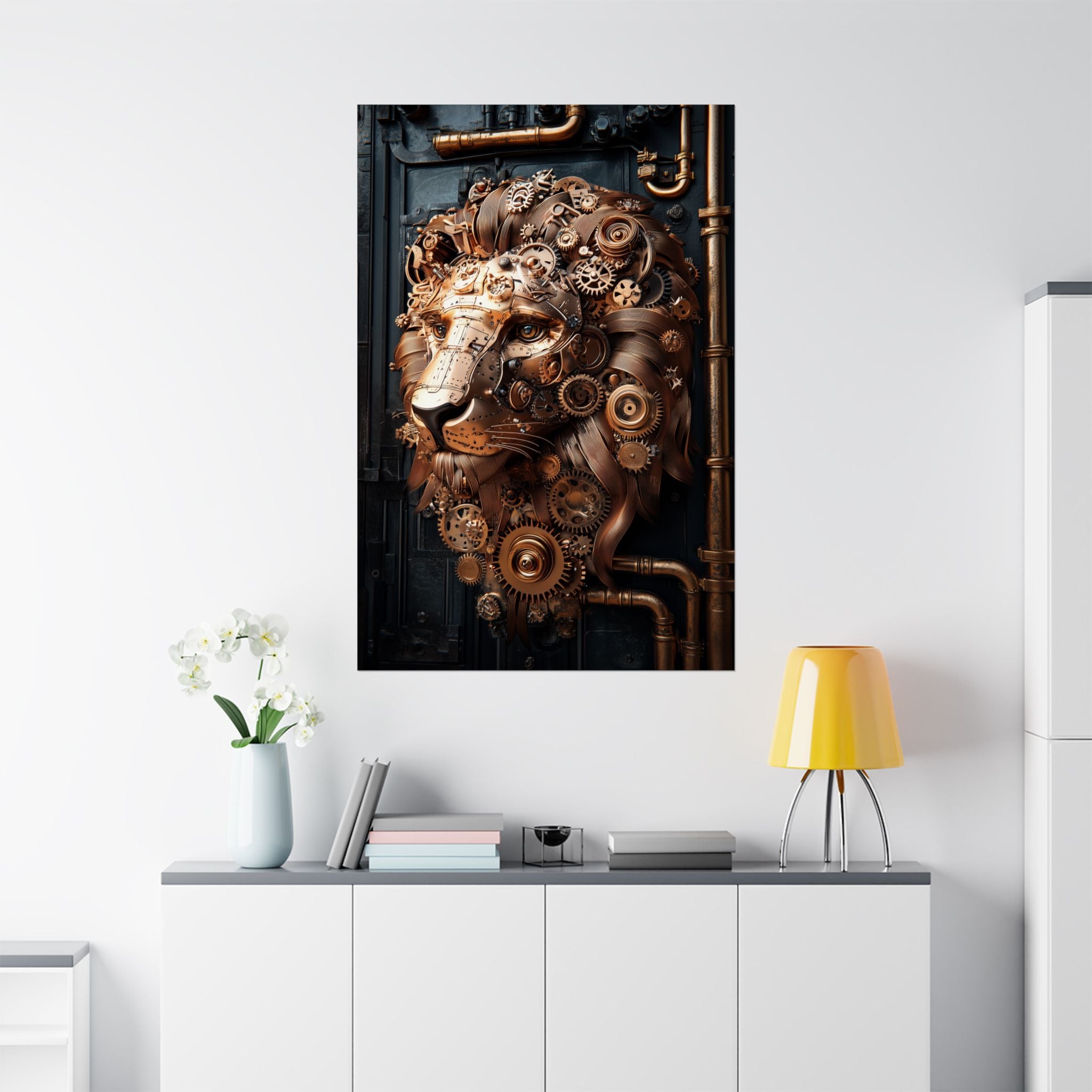 Steampunk Lion: Mechanical Marvel Poster