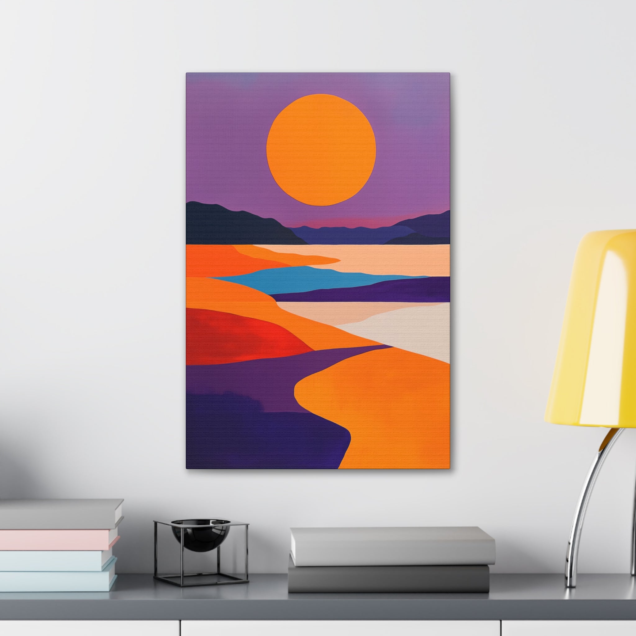 Abstract Coastal Sunset Canvas Wall Art - SynthFrame