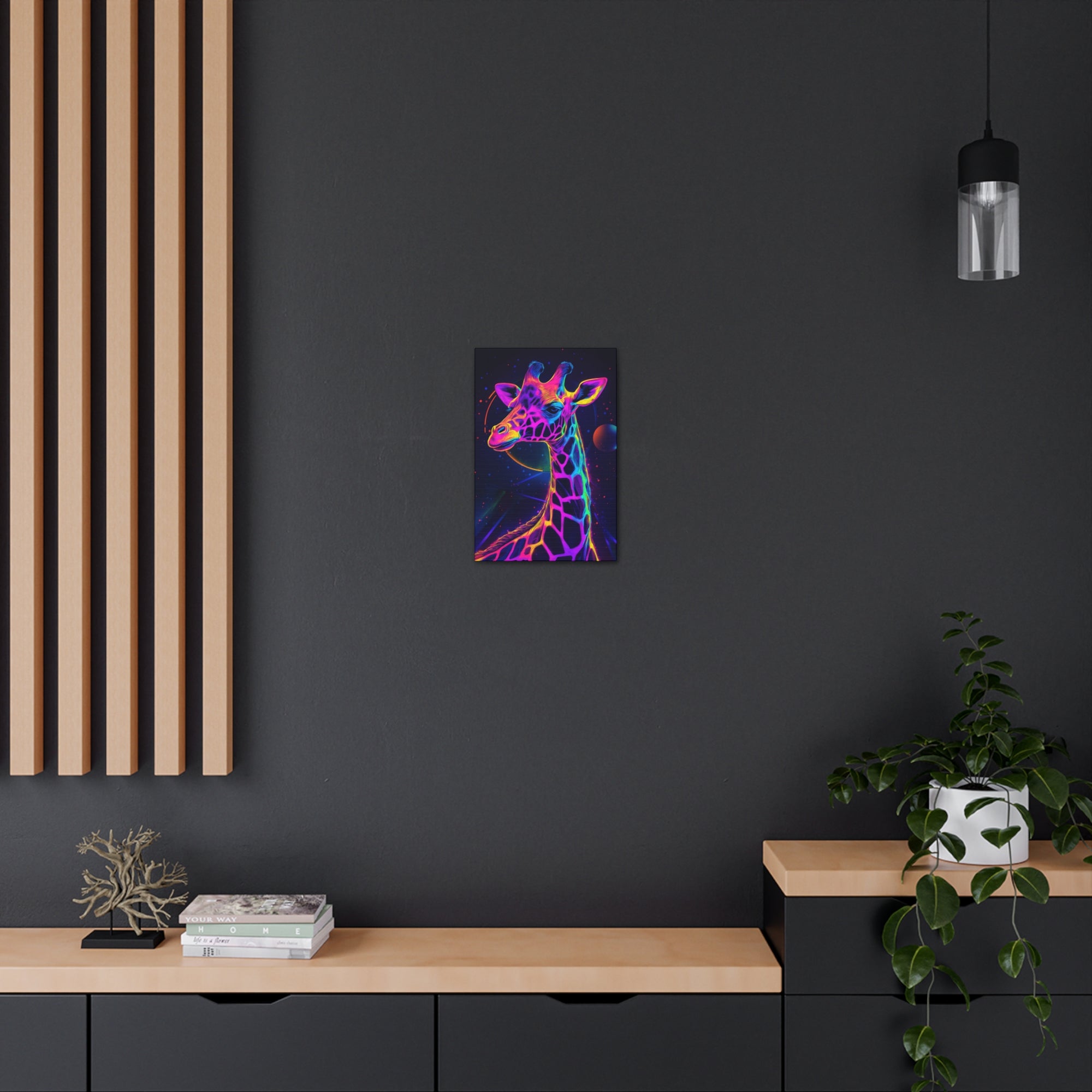 Neon Giraffe Canvas Wall Art - SynthFrame