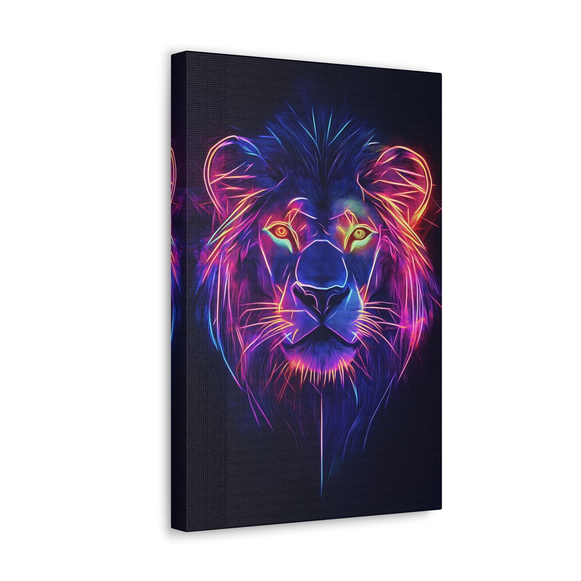 Neon Lion Canvas Wall Art - SynthFrame