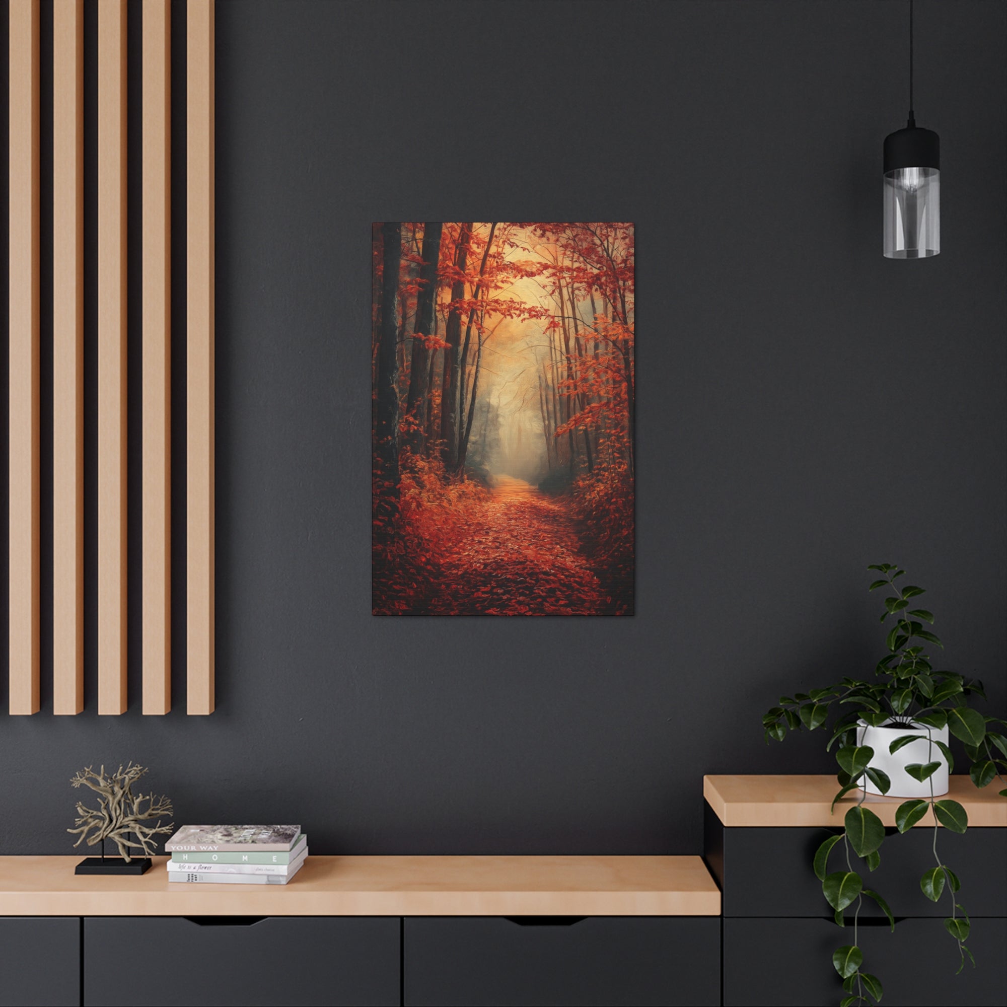 Autumn Forest Path Canvas Wall Art - SynthFrame