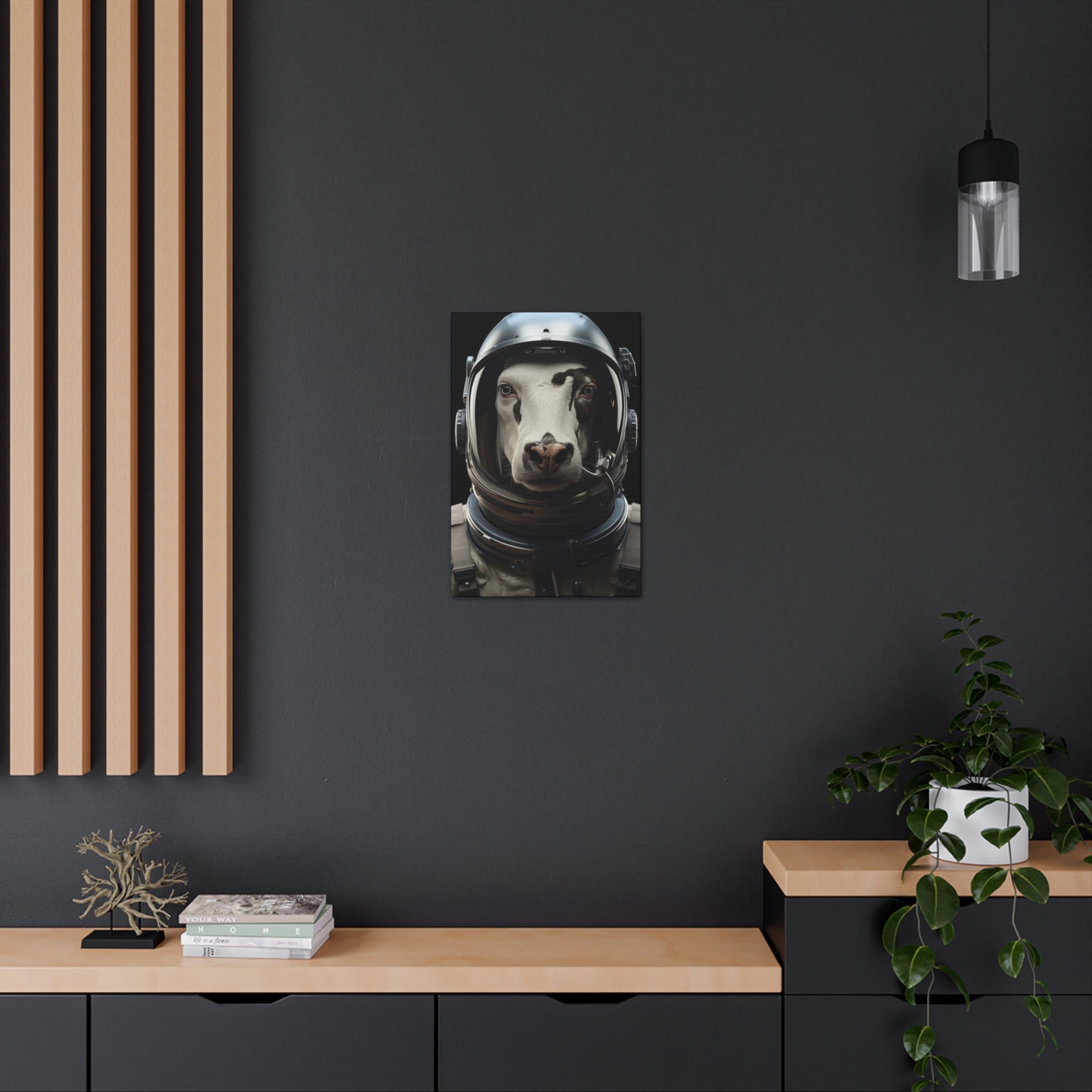 AstroCow 1 Canvas Wall Art - SynthFrame