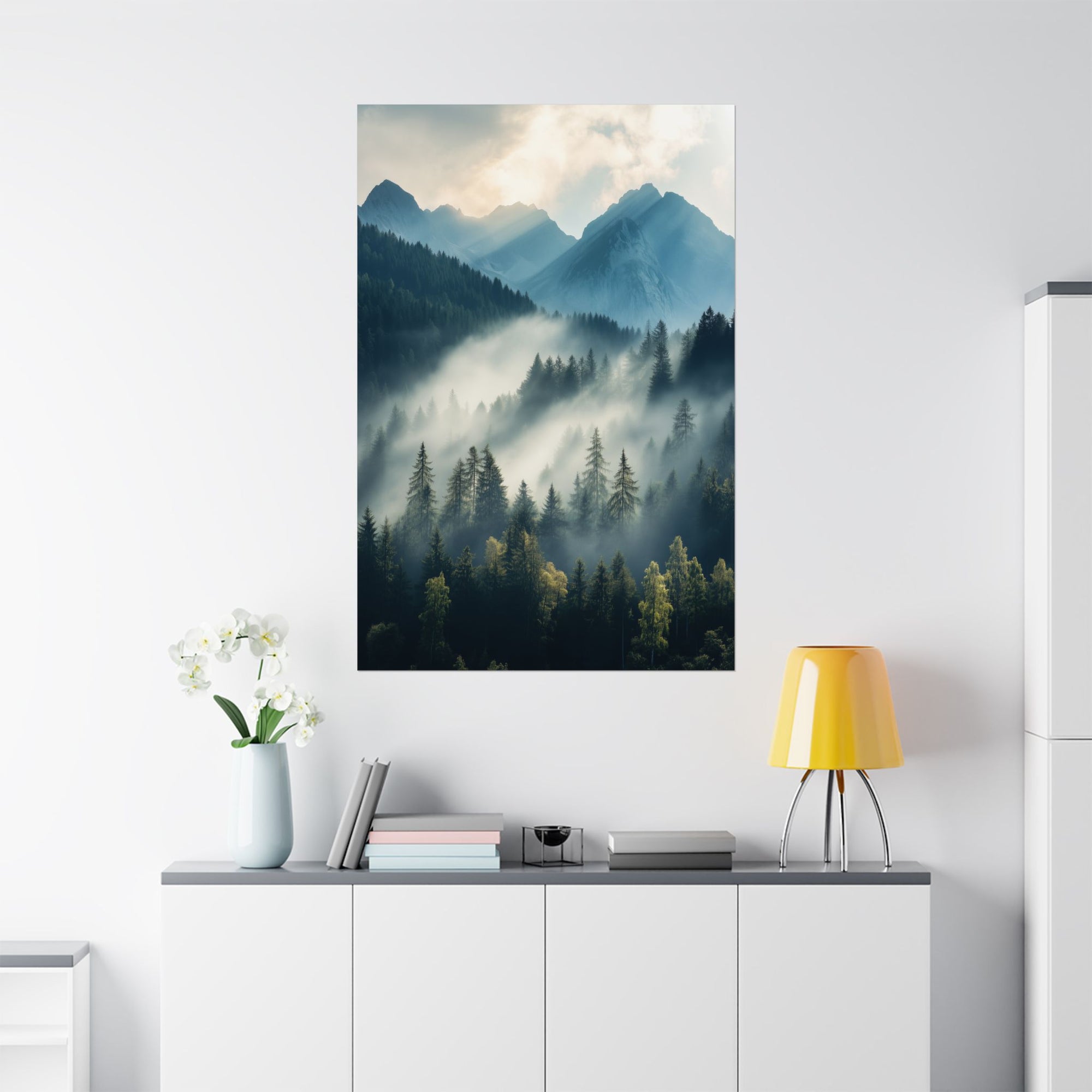 Misty Mountain Dreamscape Poster Wall Art - SynthFrame