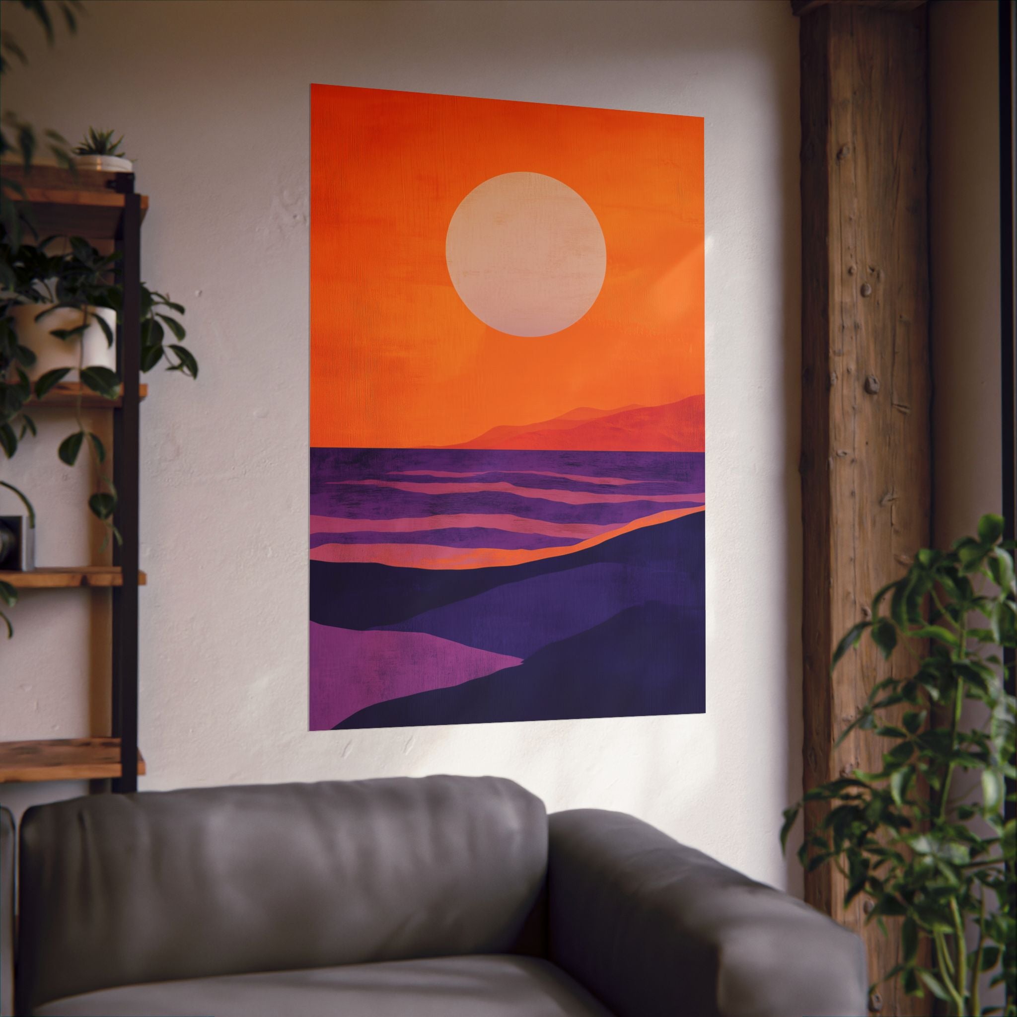 Abstract Coastal Sunset Poster Wall Art - SynthFrame