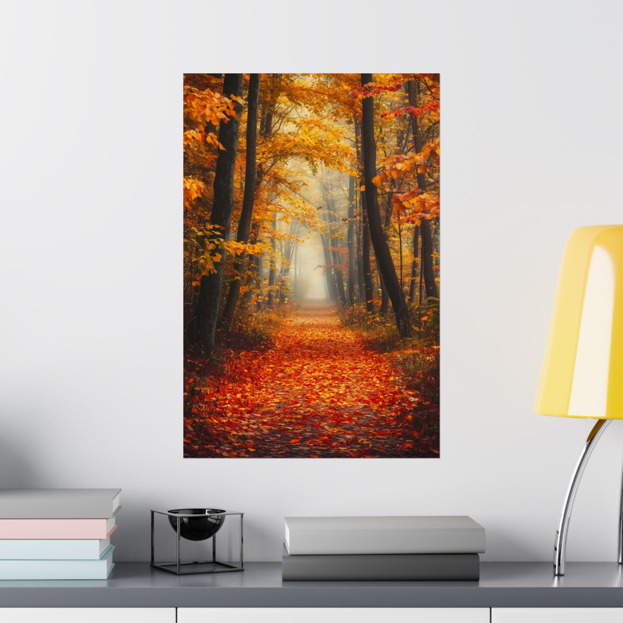 Autumn Forest Path Poster Wall Art - SynthFrame