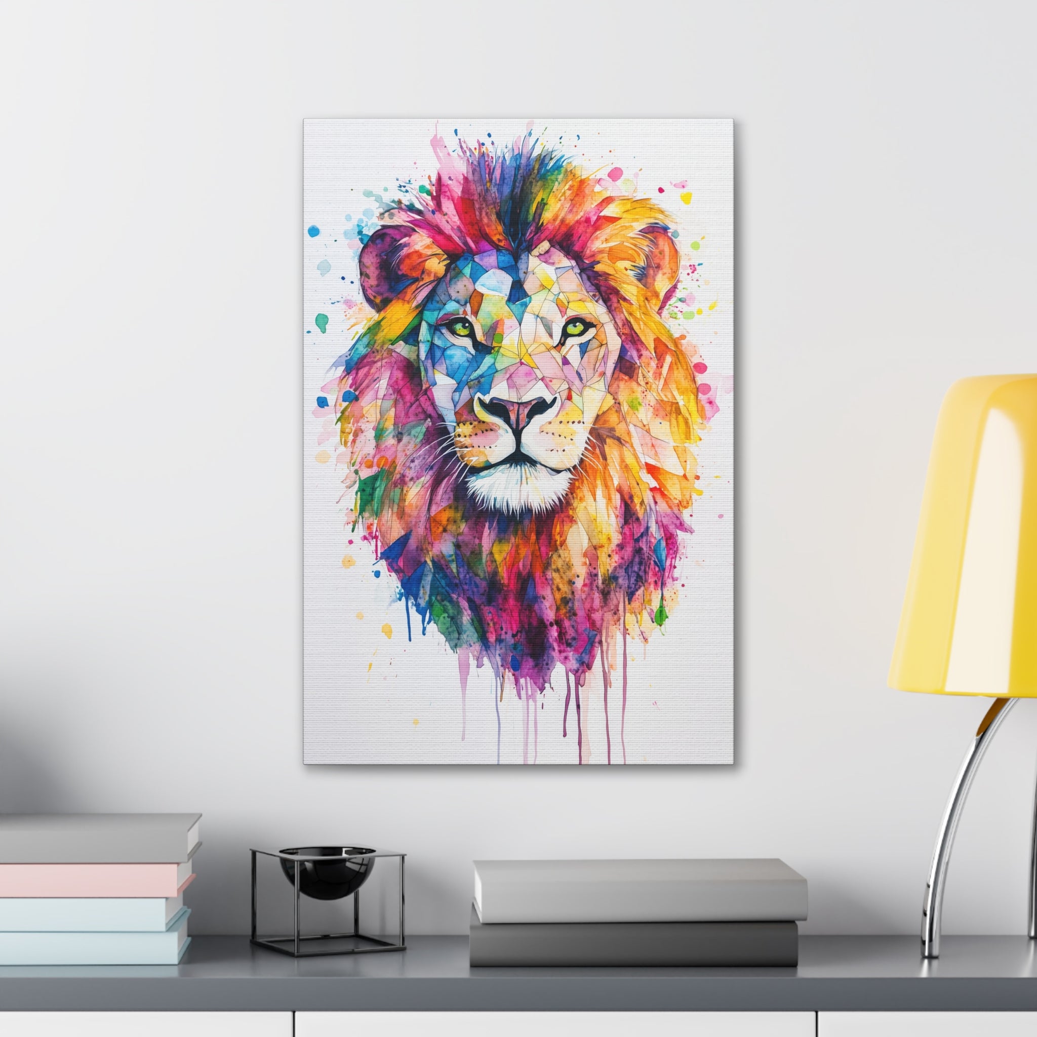 Watercolor Lion Canvas Wall Art - SynthFrame