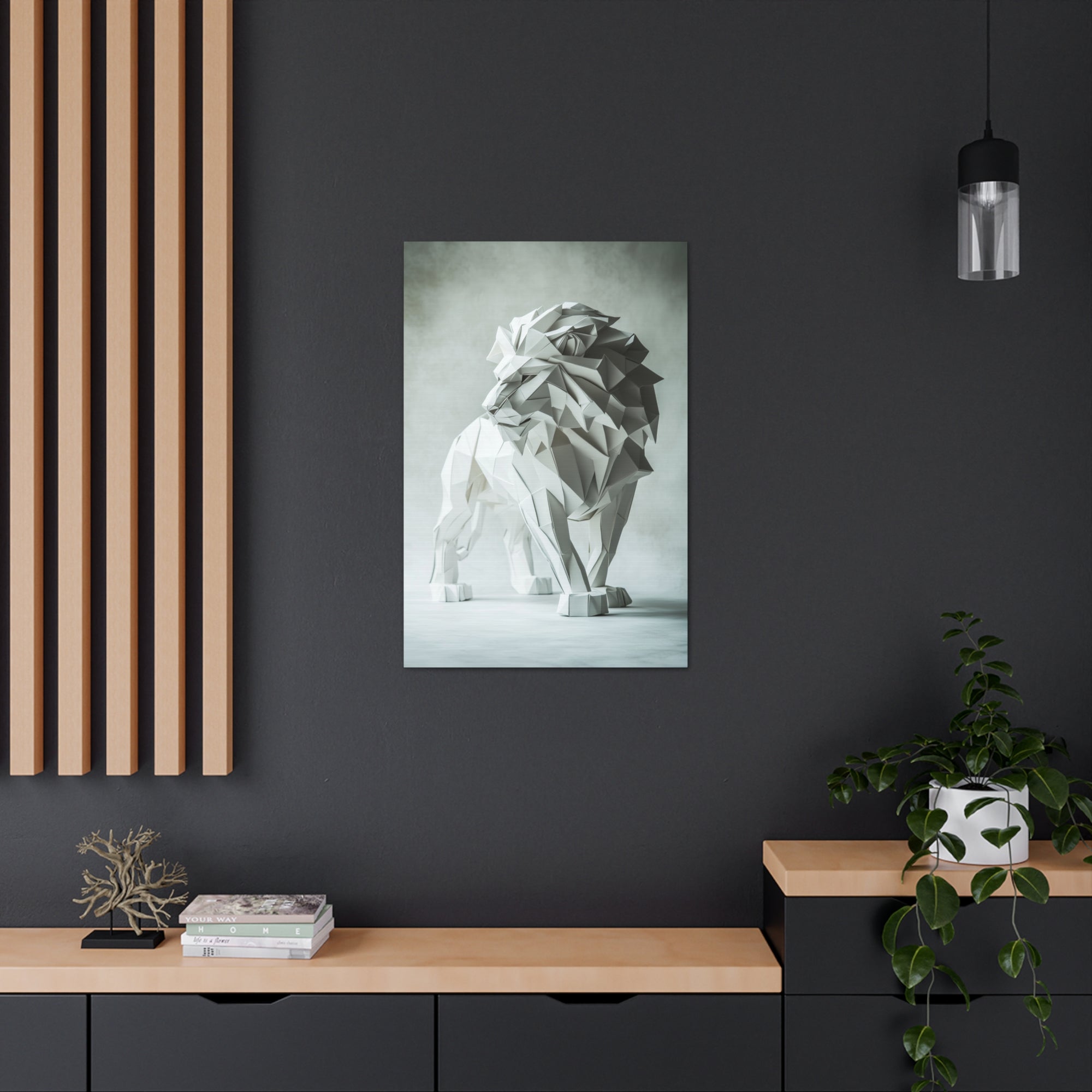 Folded Lion Canvas Wall Art - SynthFrame